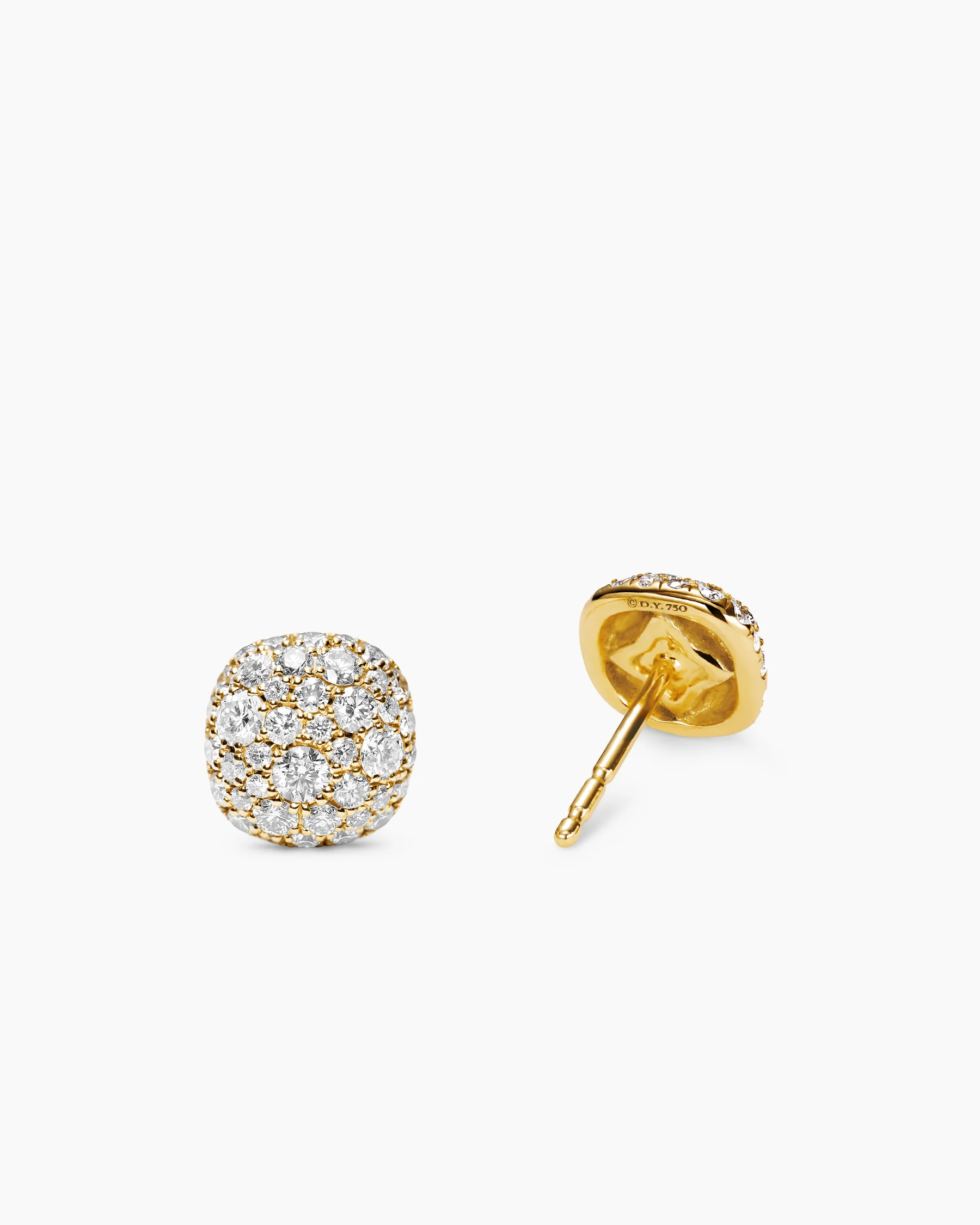 Cushion Stud Earrings in 18K White Gold with Diamonds, 8mm 3 Cushion Stud Earrings in 18K White Gold with Diamonds, 8mm