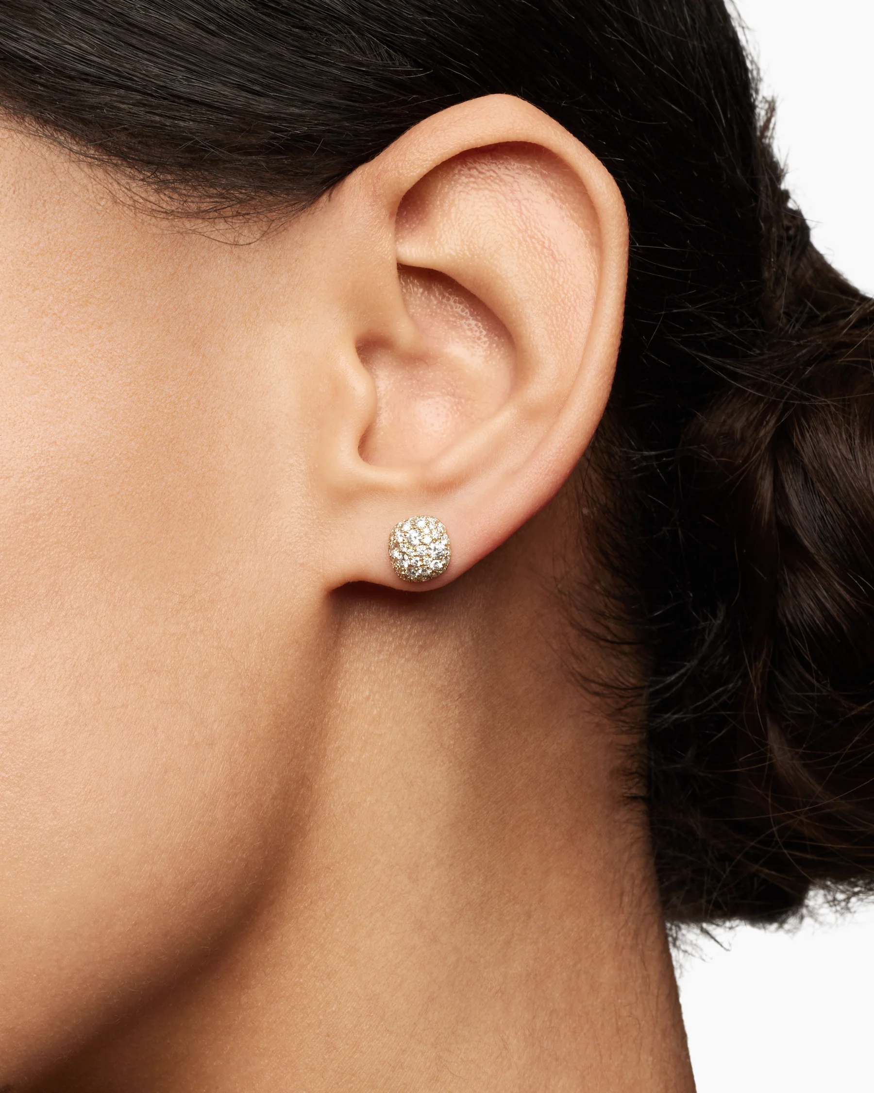 Cushion Stud Earrings in 18K White Gold with Diamonds, 8mm 6 Cushion Stud Earrings in 18K White Gold with Diamonds, 8mm