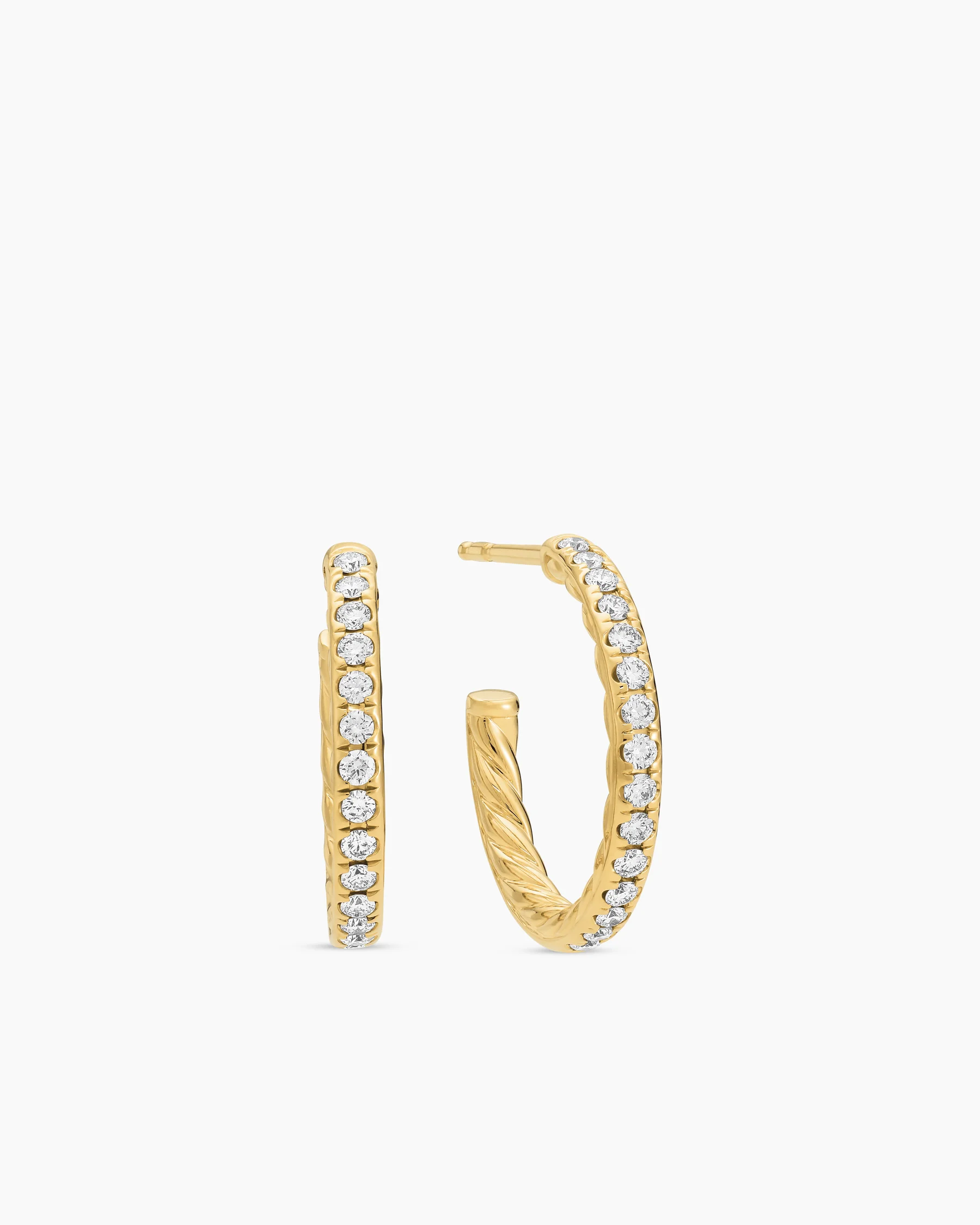 Pavé Hoop Earrings in 18K Yellow Gold with Diamonds, 19mm