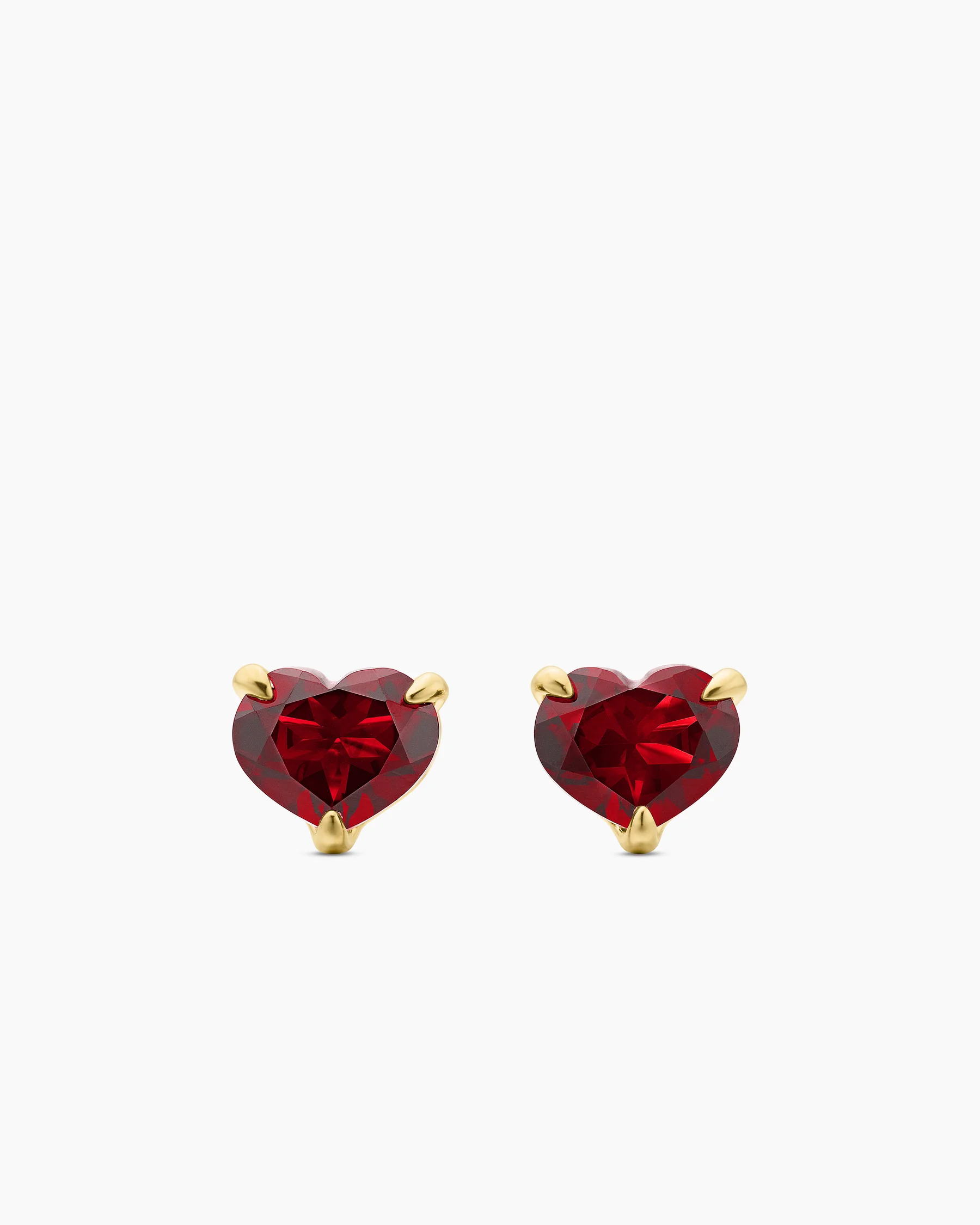Chatelaine® Heart Stud Earrings in 18K Yellow Gold with Garnet, 8mm