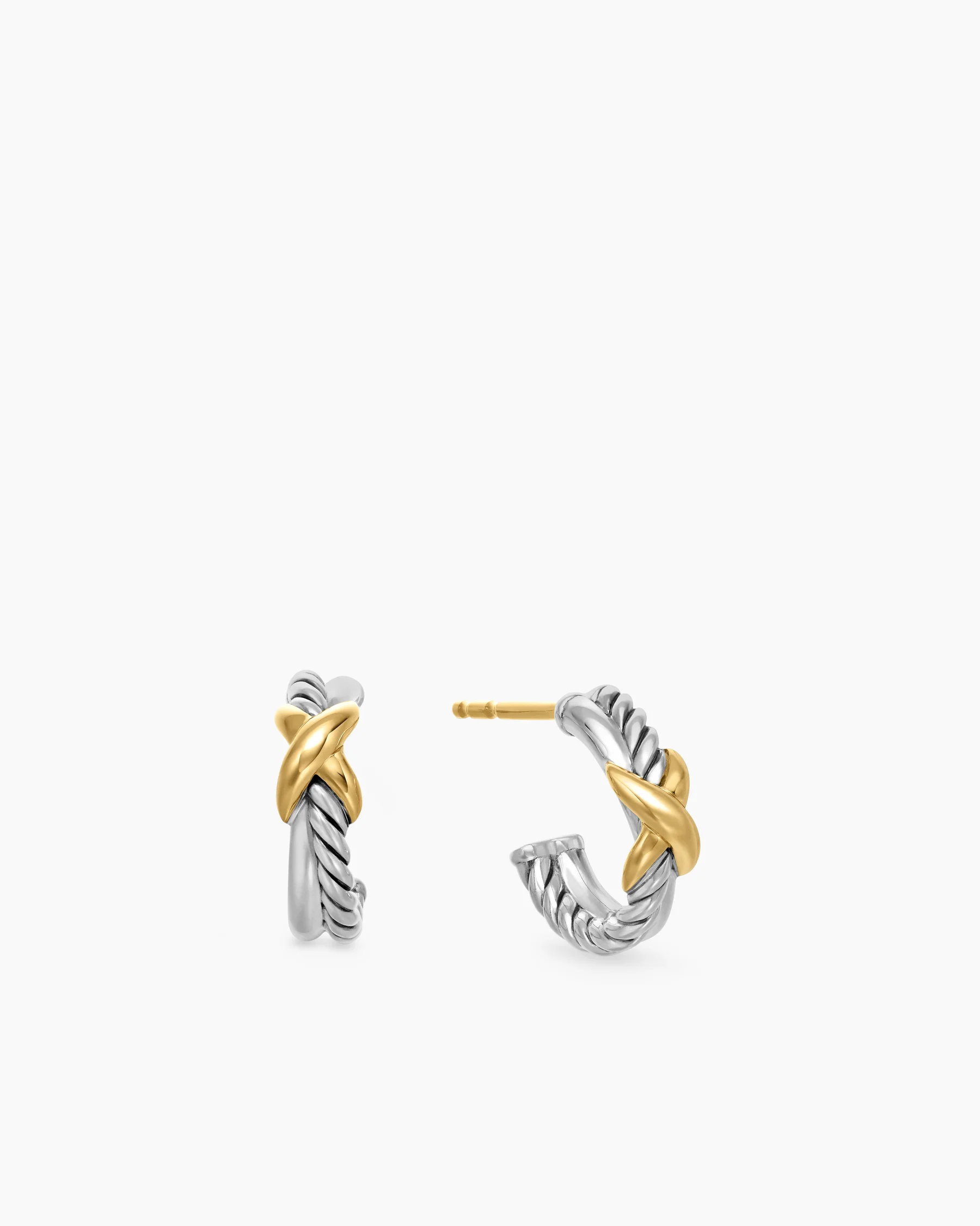 Petite X Hoop Earrings in Sterling Silver with 18K Yellow Gold, 12.6mm 1 Petite X Hoop Earrings in Sterling Silver with 18K Yellow Gold, 12.6mm