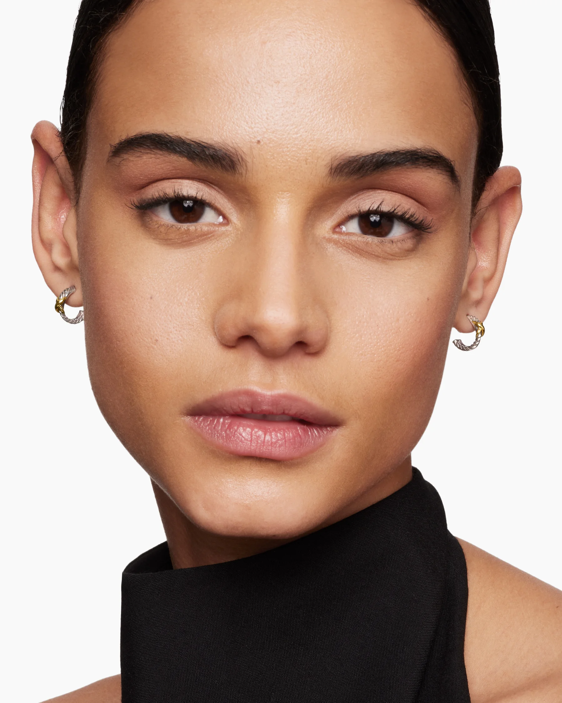 Petite X Hoop Earrings in Sterling Silver with 18K Yellow Gold, 12.6mm 2 Petite X Hoop Earrings in Sterling Silver with 18K Yellow Gold, 12.6mm