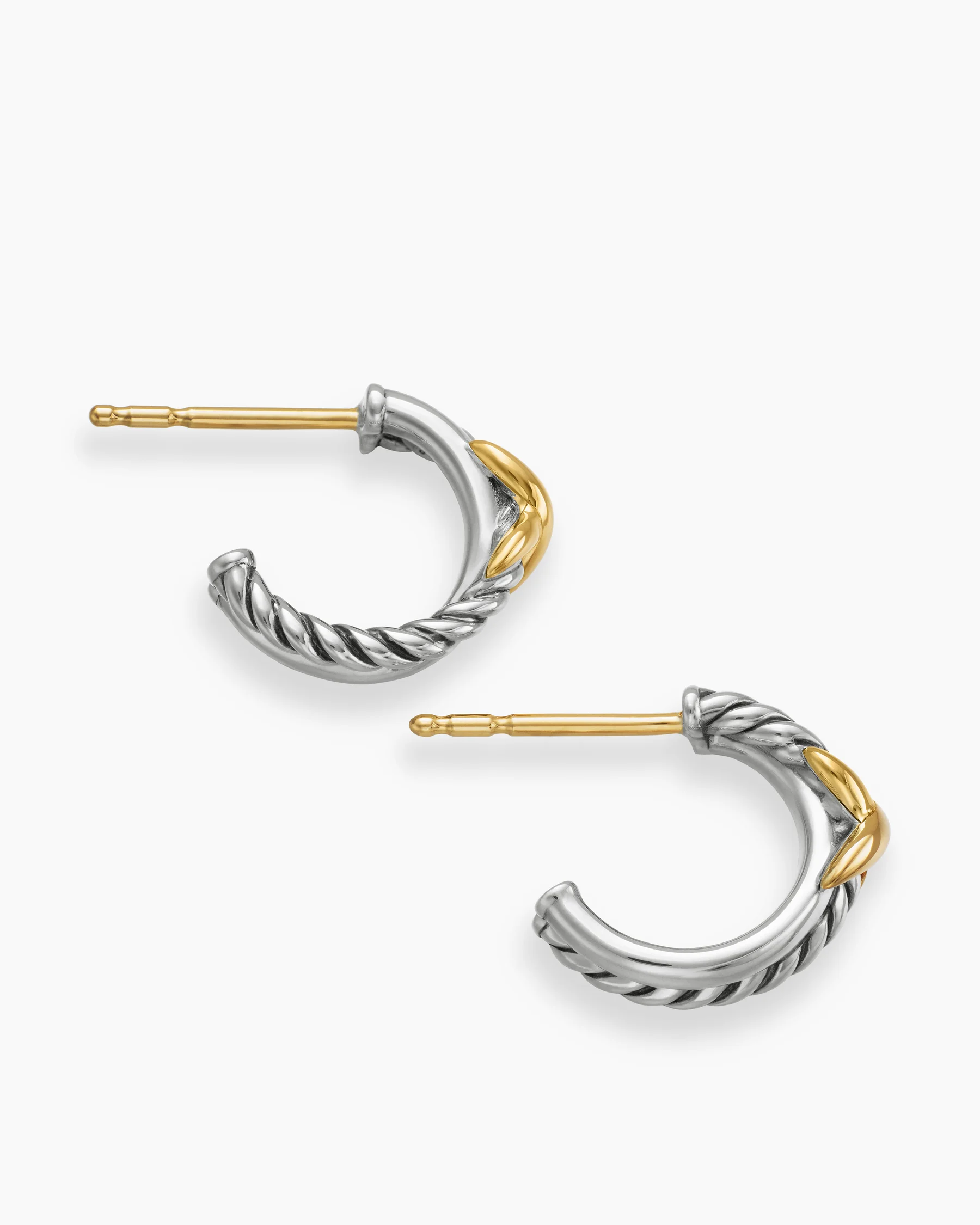 Petite X Hoop Earrings in Sterling Silver with 18K Yellow Gold, 12.6mm 4 Petite X Hoop Earrings in Sterling Silver with 18K Yellow Gold, 12.6mm