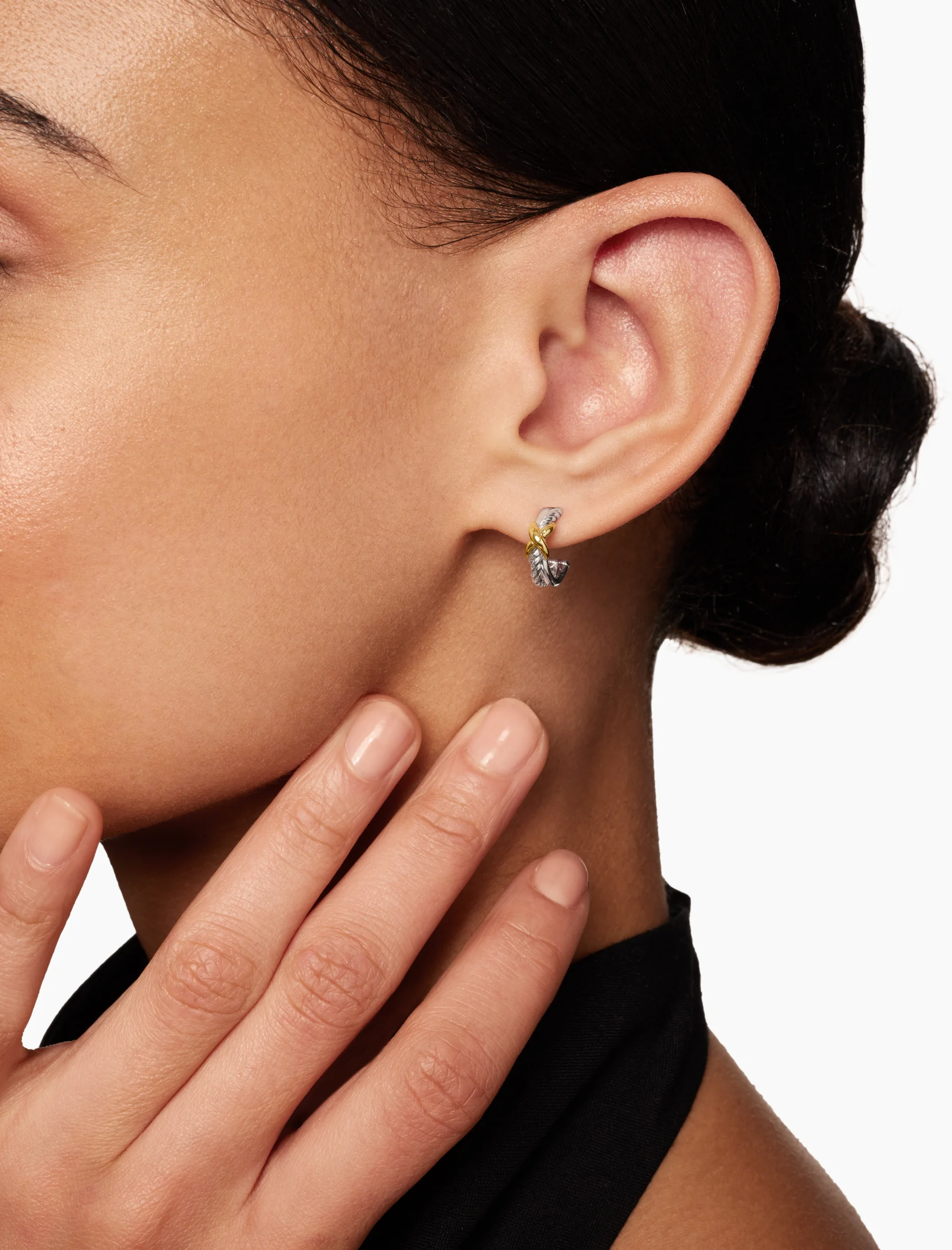 Petite X Hoop Earrings in Sterling Silver with 18K Yellow Gold, 12.6mm 6 Petite X Hoop Earrings in Sterling Silver with 18K Yellow Gold, 12.6mm