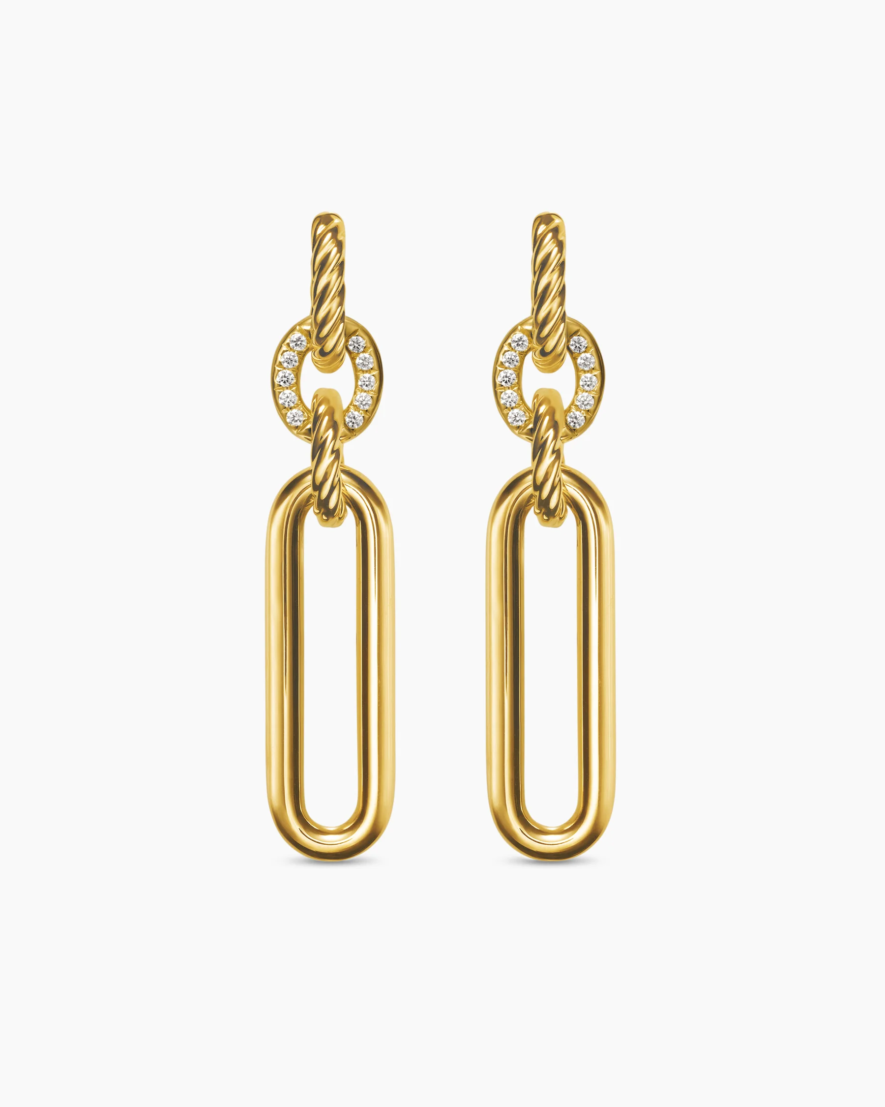 Lexington Double Link Drop Earrings in Sterling Silver with Diamonds, 54mm
