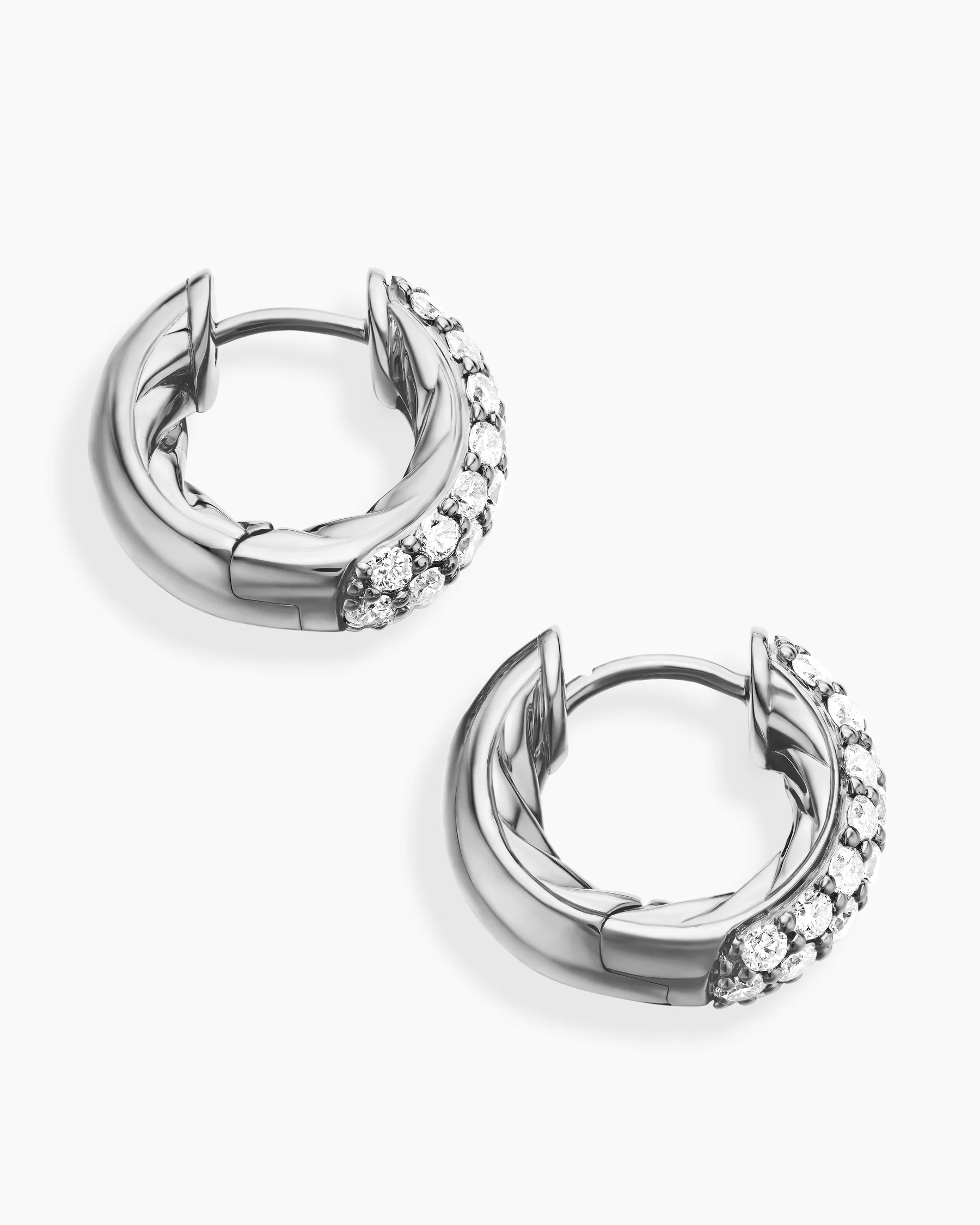 DY Mercer® Micro Hoop Earrings in Sterling Silver with Diamonds, 13.5mm 10 DY Mercer® Micro Hoop Earrings in Sterling Silver with Diamonds, 13.5mm