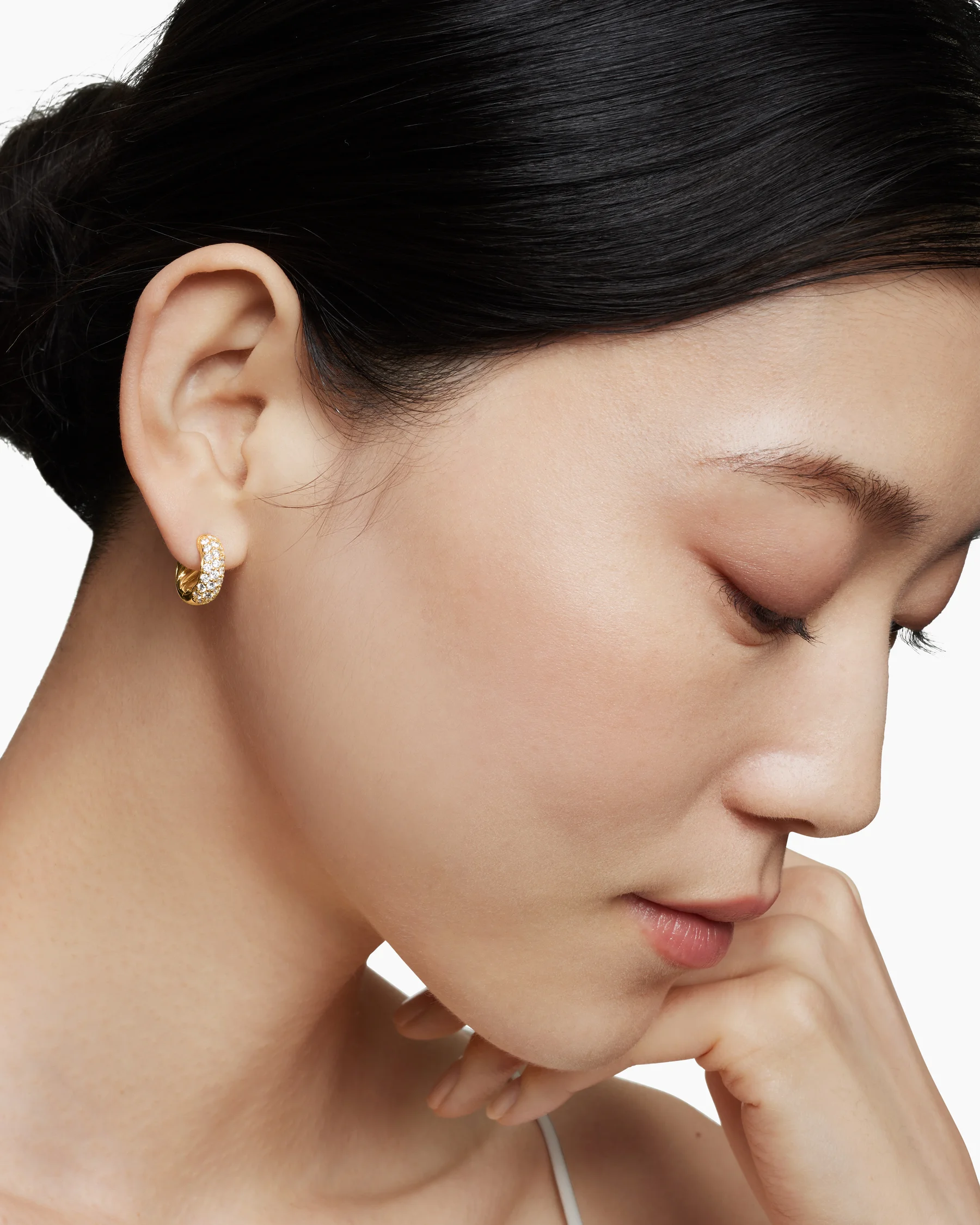 DY Mercer® Micro Hoop Earrings in Sterling Silver with Diamonds, 13.5mm 6 DY Mercer® Micro Hoop Earrings in Sterling Silver with Diamonds, 13.5mm