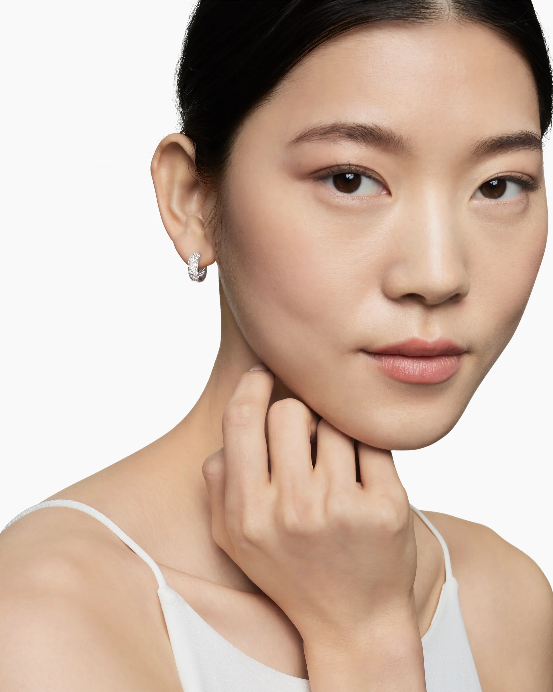 DY Mercer® Micro Hoop Earrings in Sterling Silver with Diamonds, 13.5mm 8 DY Mercer® Micro Hoop Earrings in Sterling Silver with Diamonds, 13.5mm