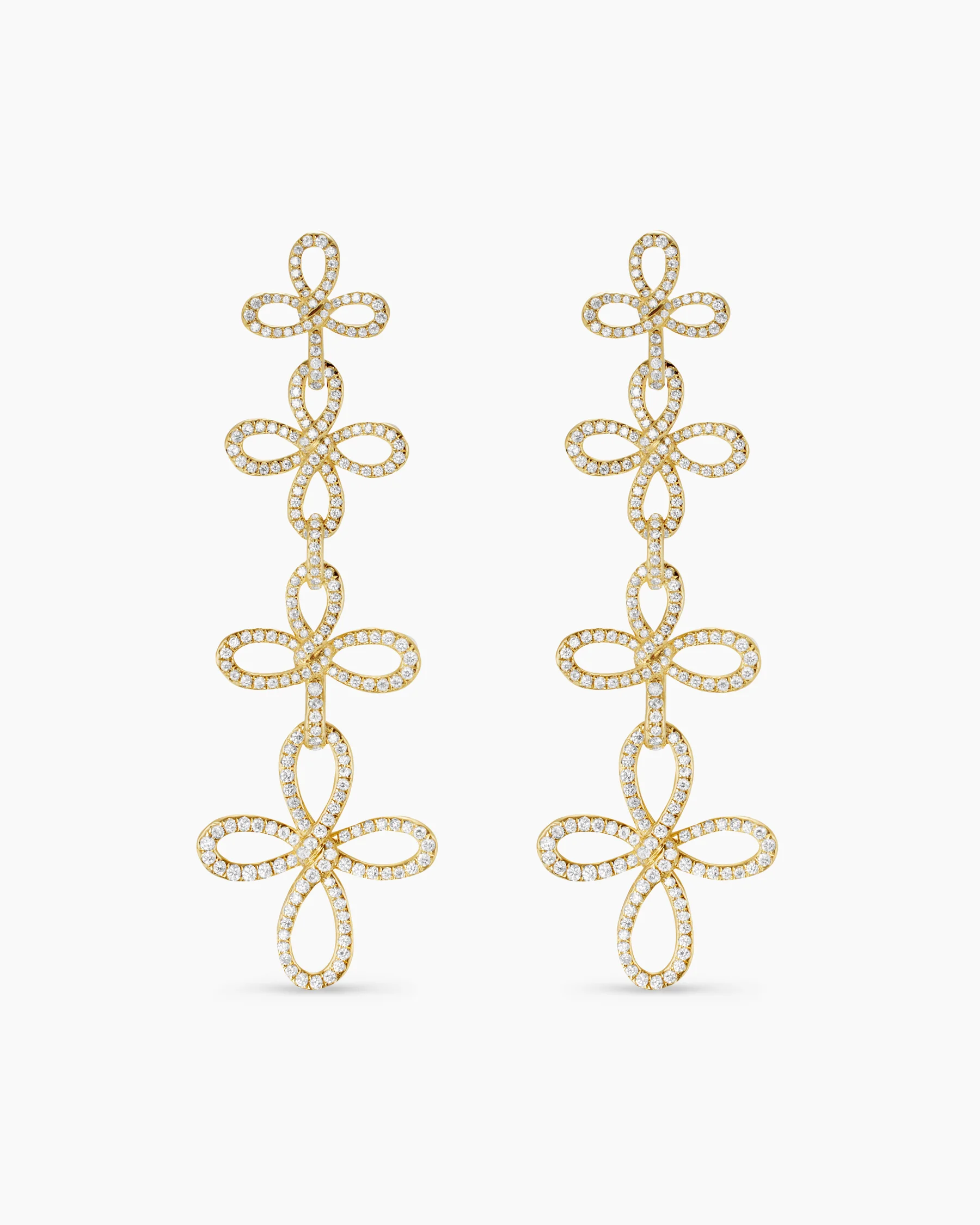 Wisteria® Statement Drop Earrings in 18K Yellow Gold with Diamonds, 88.7mm