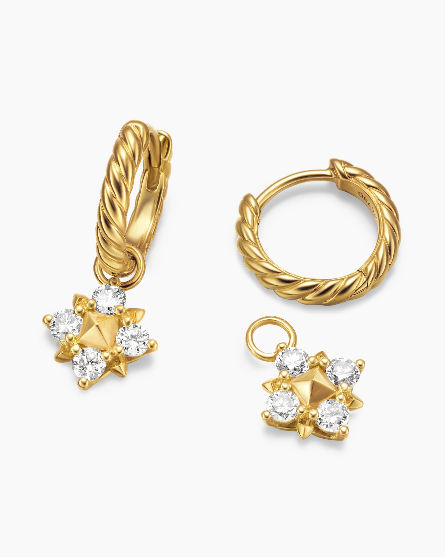 Petite Modern Renaissance® Pyramid Drop Earrings in 18K Yellow Gold with Diamonds, 18.8mm 5 Petite Modern Renaissance® Pyramid Drop Earrings in 18K Yellow Gold with Diamonds, 18.8mm