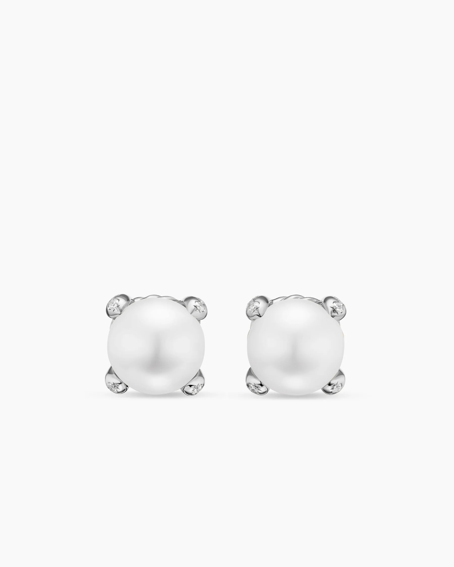 Pearl Classics Stud Earrings in 18K Yellow Gold and Diamonds, 6.6mm