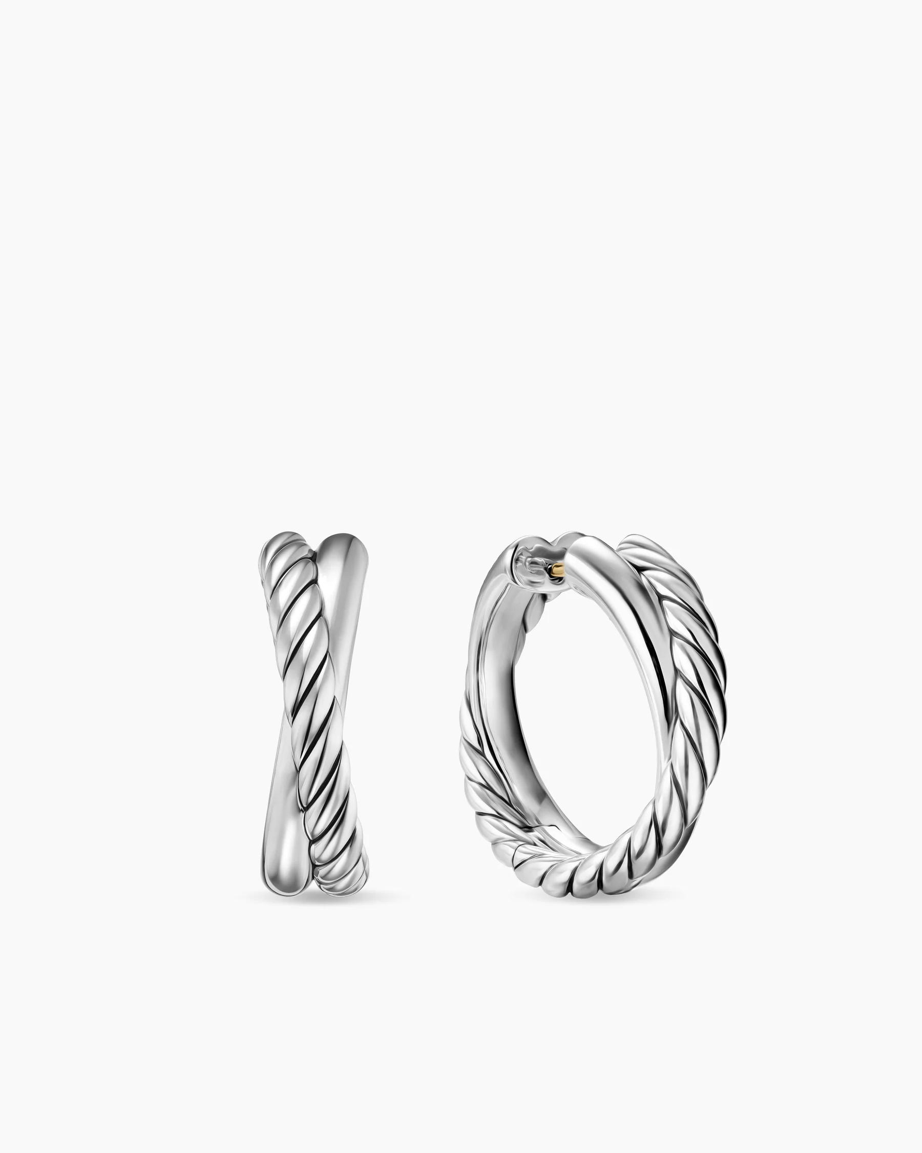 Crossover Hoop Earrings in Sterling Silver with 14K Yellow Gold, 22.3mm