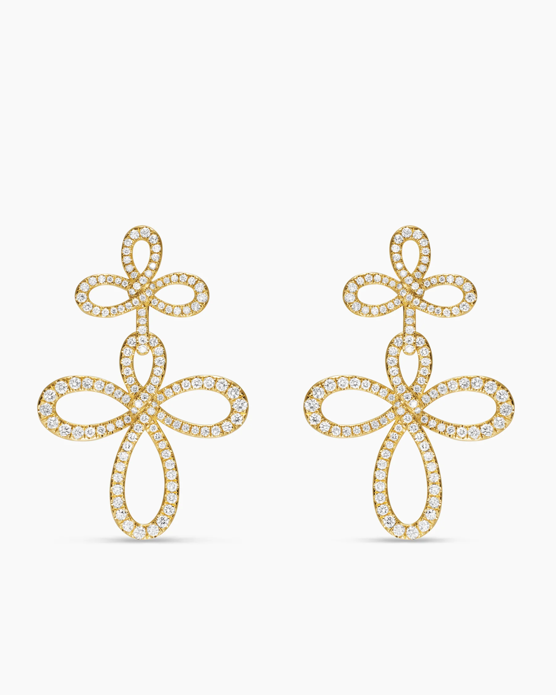 Wisteria® Drop Earrings in 18K Yellow Gold with Diamonds, 37.8mm