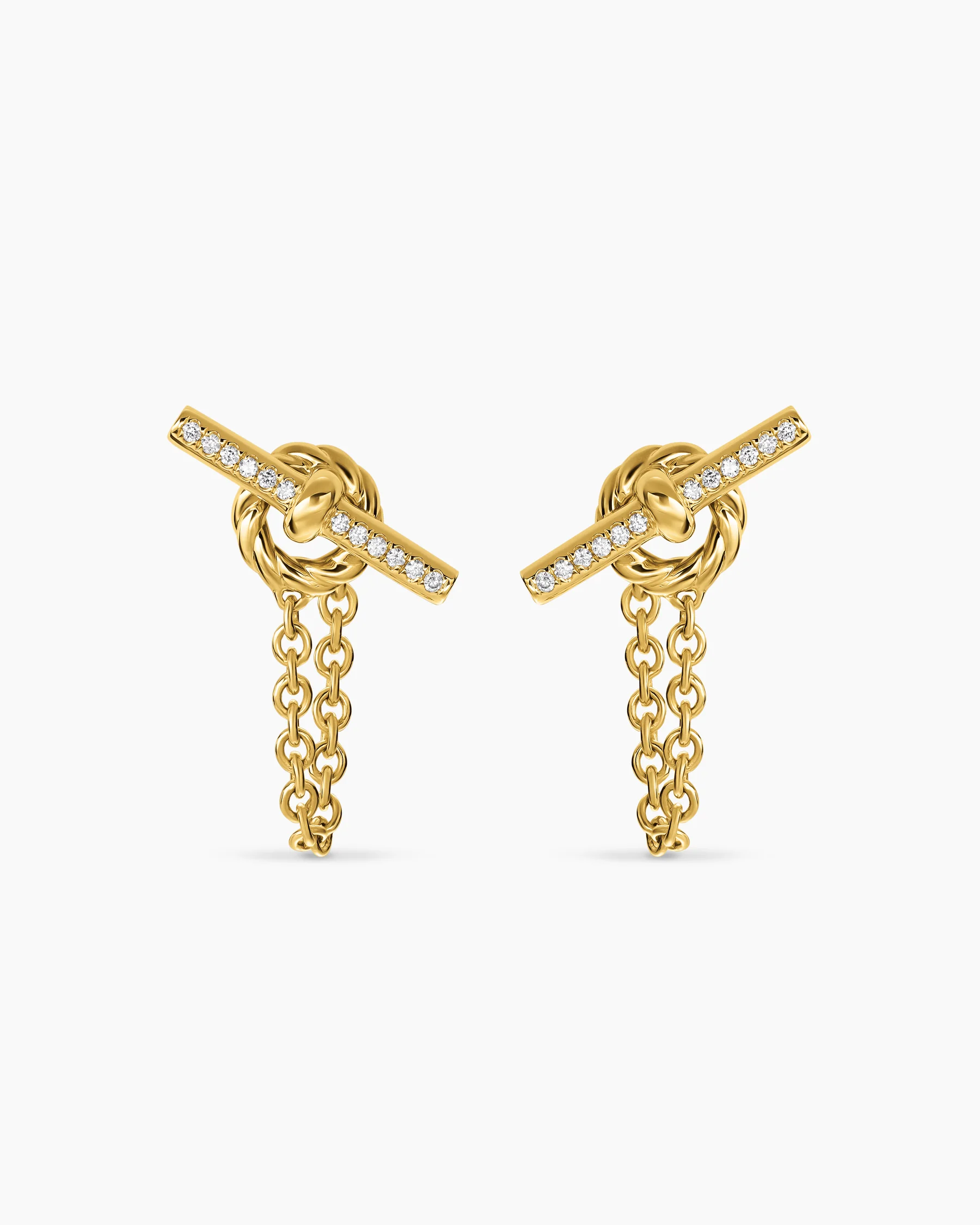 DY Mercer® Petite Toggle Chain Stud Earrings in Sterling Silver with Diamonds, 38.2mm