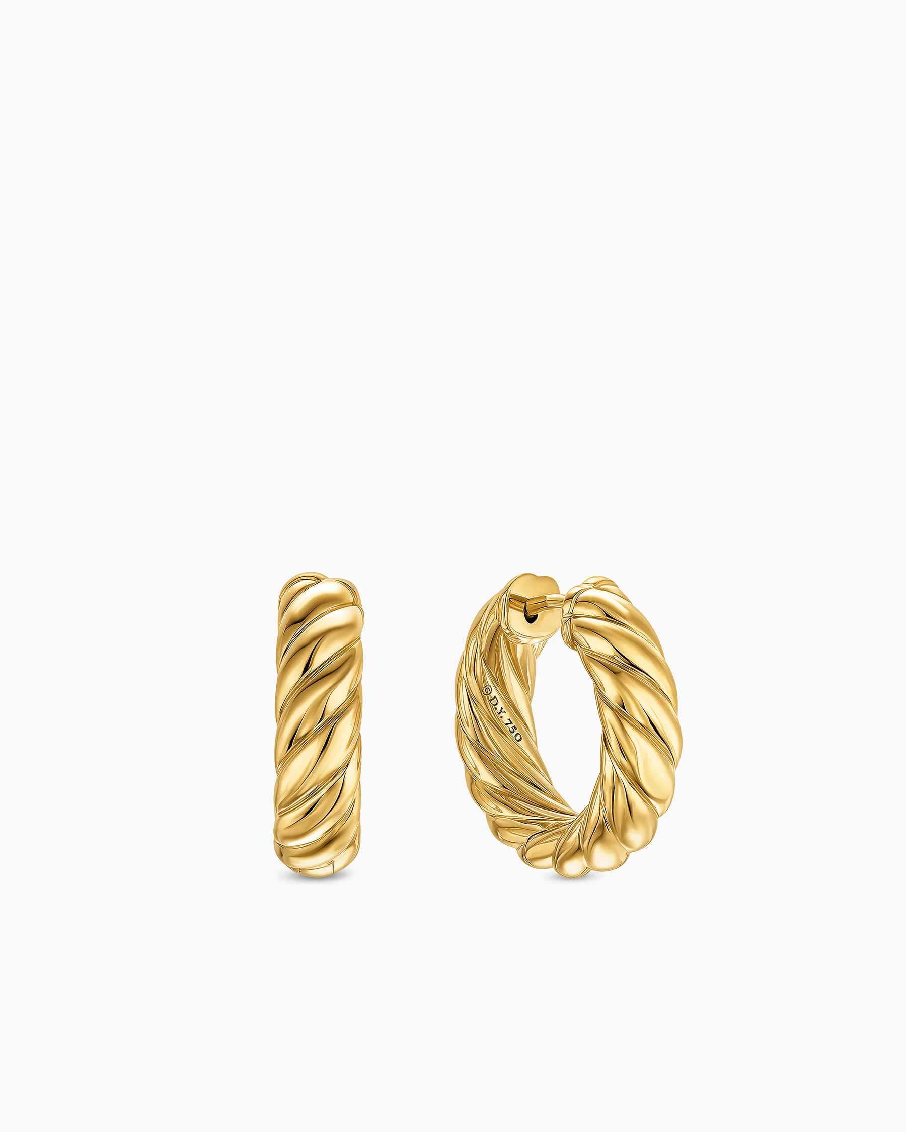 Sculpted Cable Hoop Earrings in Sterling Silver, 18.6mm