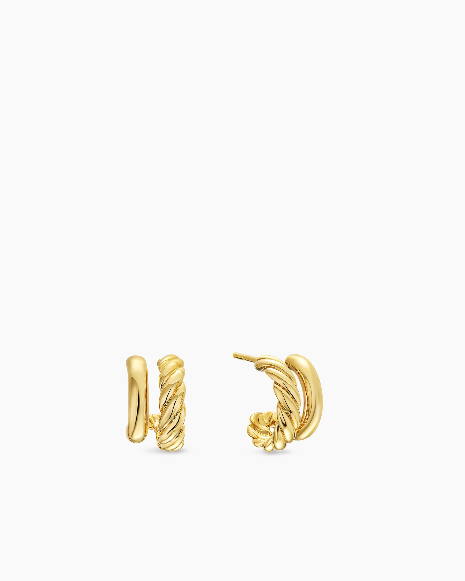DY Mercer® Double Hoop Huggie Earrings in Sterling Silver with 18K Yellow Gold, 13.5mm