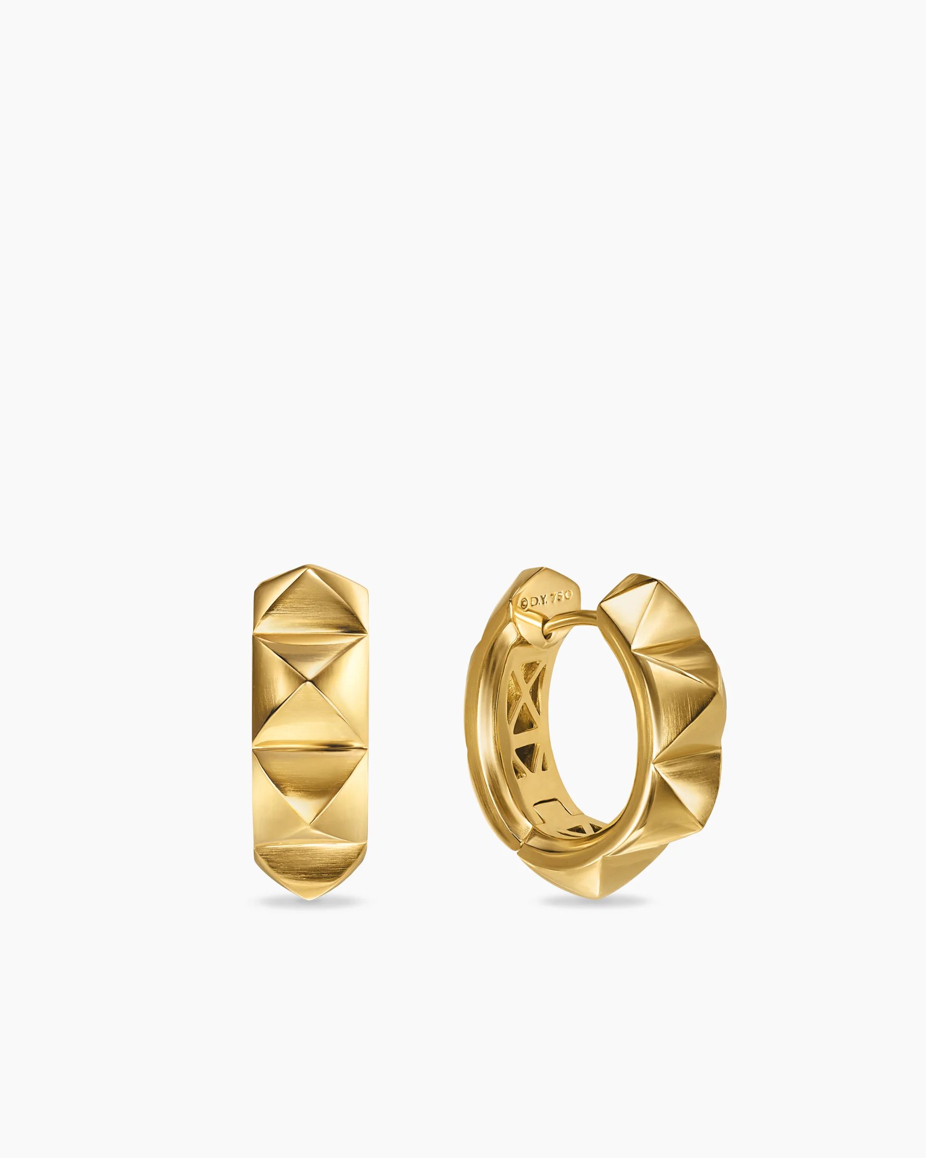 Pyramid Hoop Earrings in 18K Yellow Gold, 18.7mm