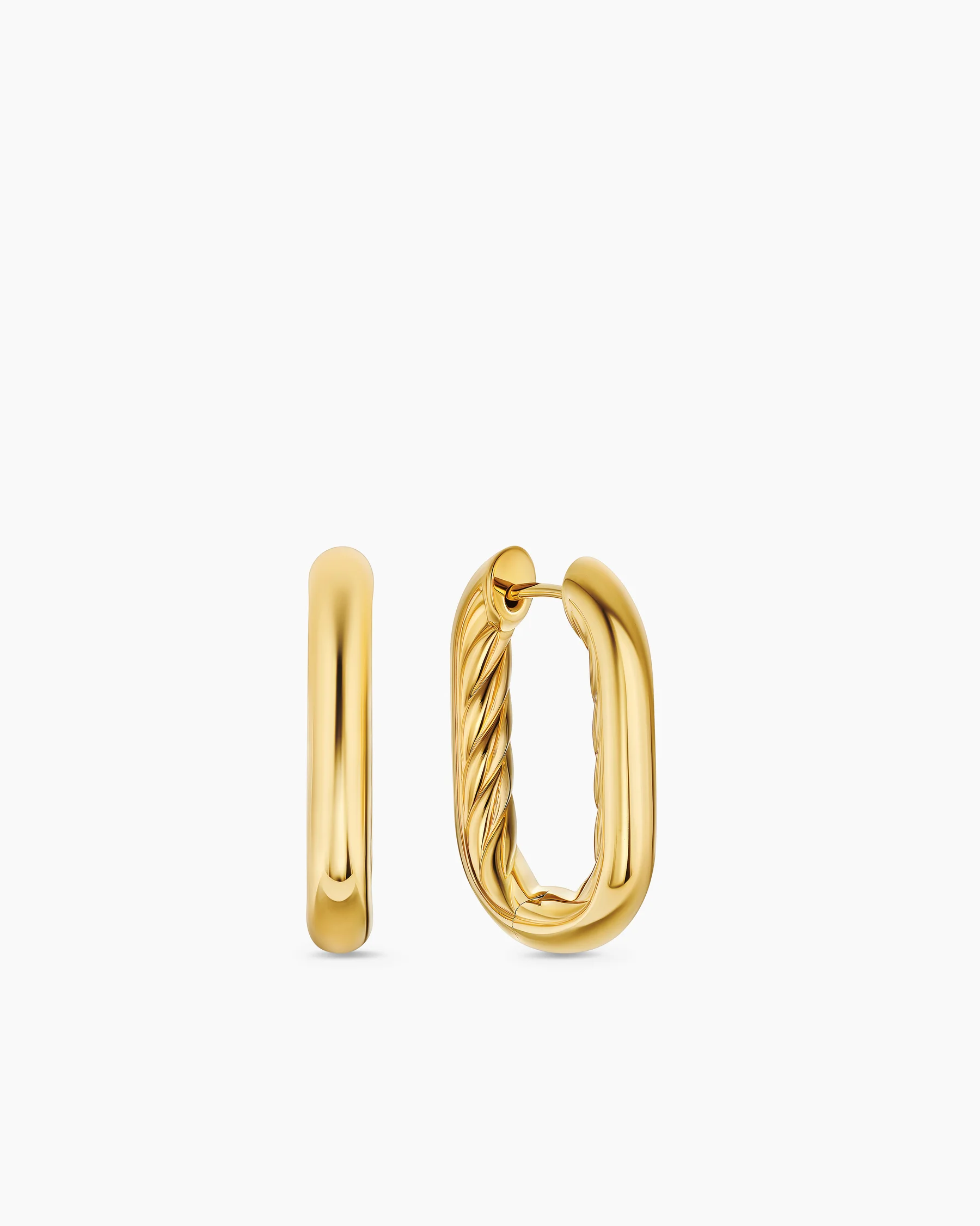 DY Madison® Smooth Hoop Earrings in Sterling Silver with 14K Yellow Gold, 24.3mm