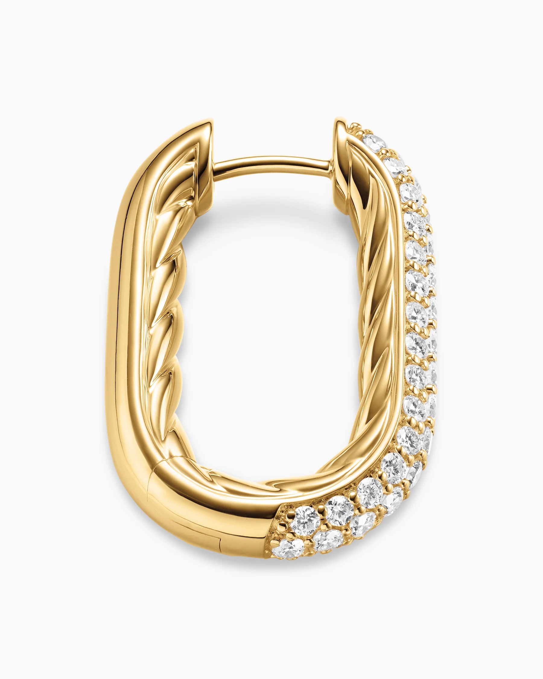 DY Madison® Smooth Hoop Earrings in 18K Yellow Gold with Diamonds, 24.3mm 3 DY Madison® Smooth Hoop Earrings in 18K Yellow Gold with Diamonds, 24.3mm