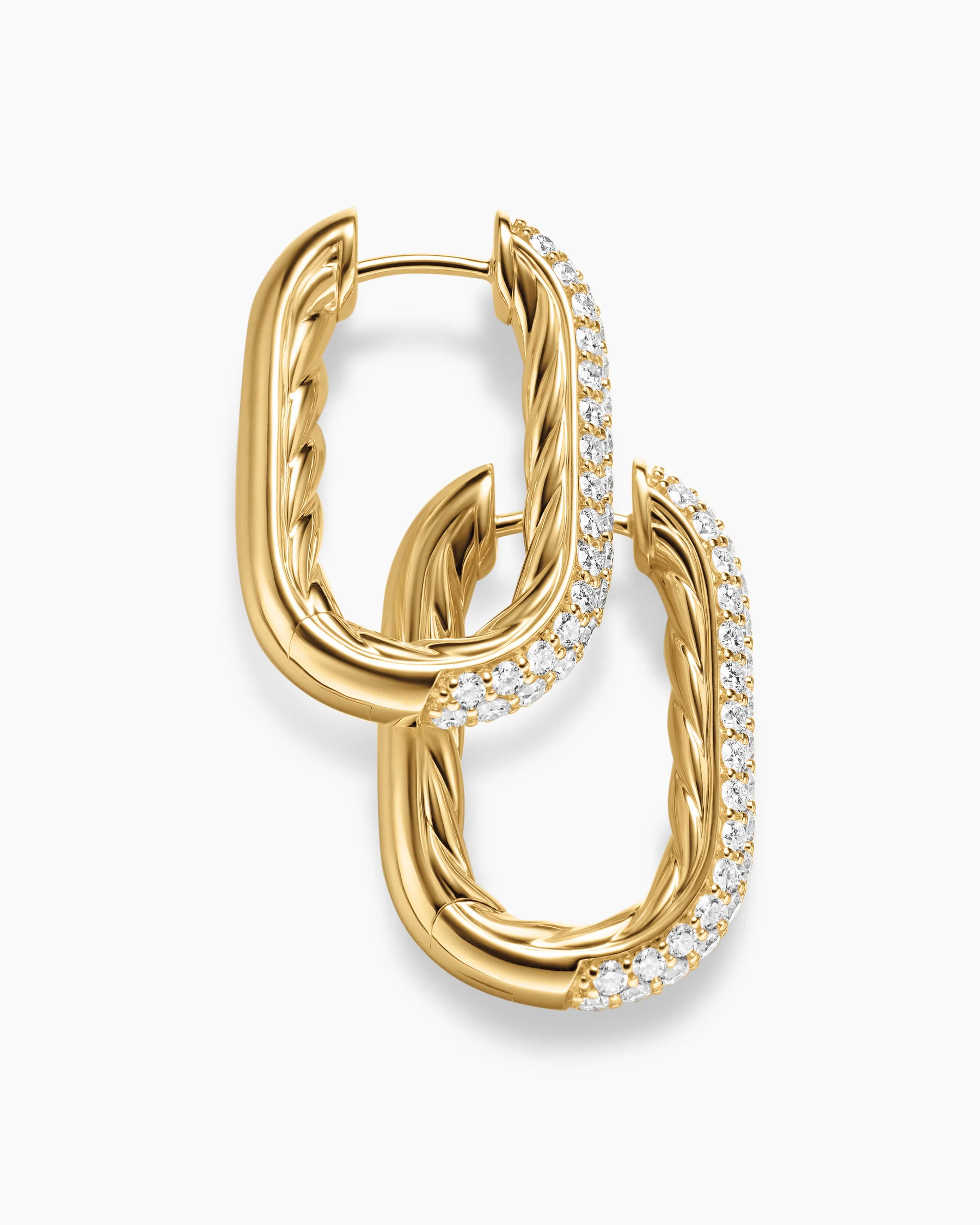 DY Madison® Smooth Hoop Earrings in 18K Yellow Gold with Diamonds, 24.3mm 4 DY Madison® Smooth Hoop Earrings in 18K Yellow Gold with Diamonds, 24.3mm