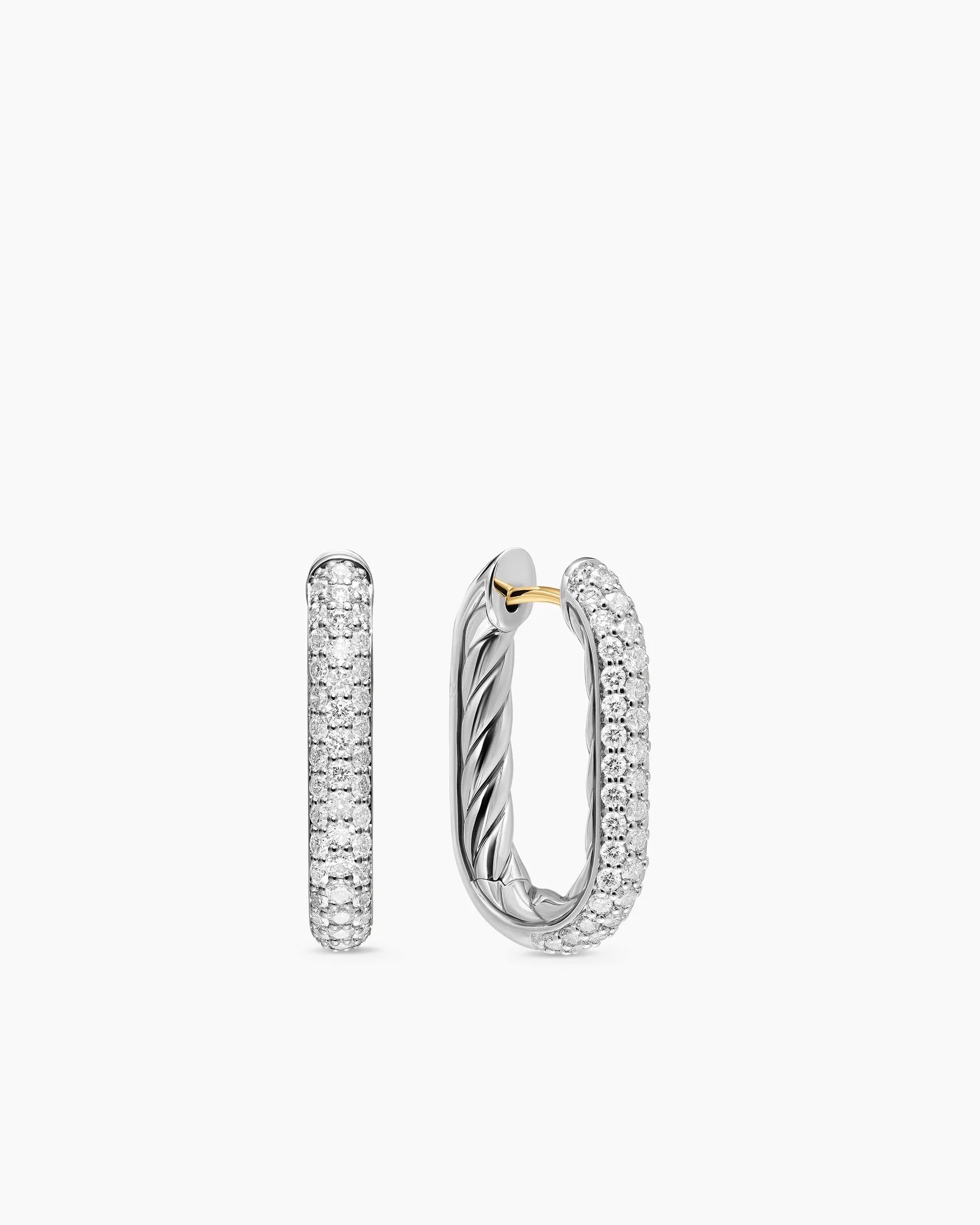 DY Madison® Smooth Hoop Earrings in 18K Yellow Gold with Diamonds, 24.3mm 6 DY Madison® Smooth Hoop Earrings in 18K Yellow Gold with Diamonds, 24.3mm
