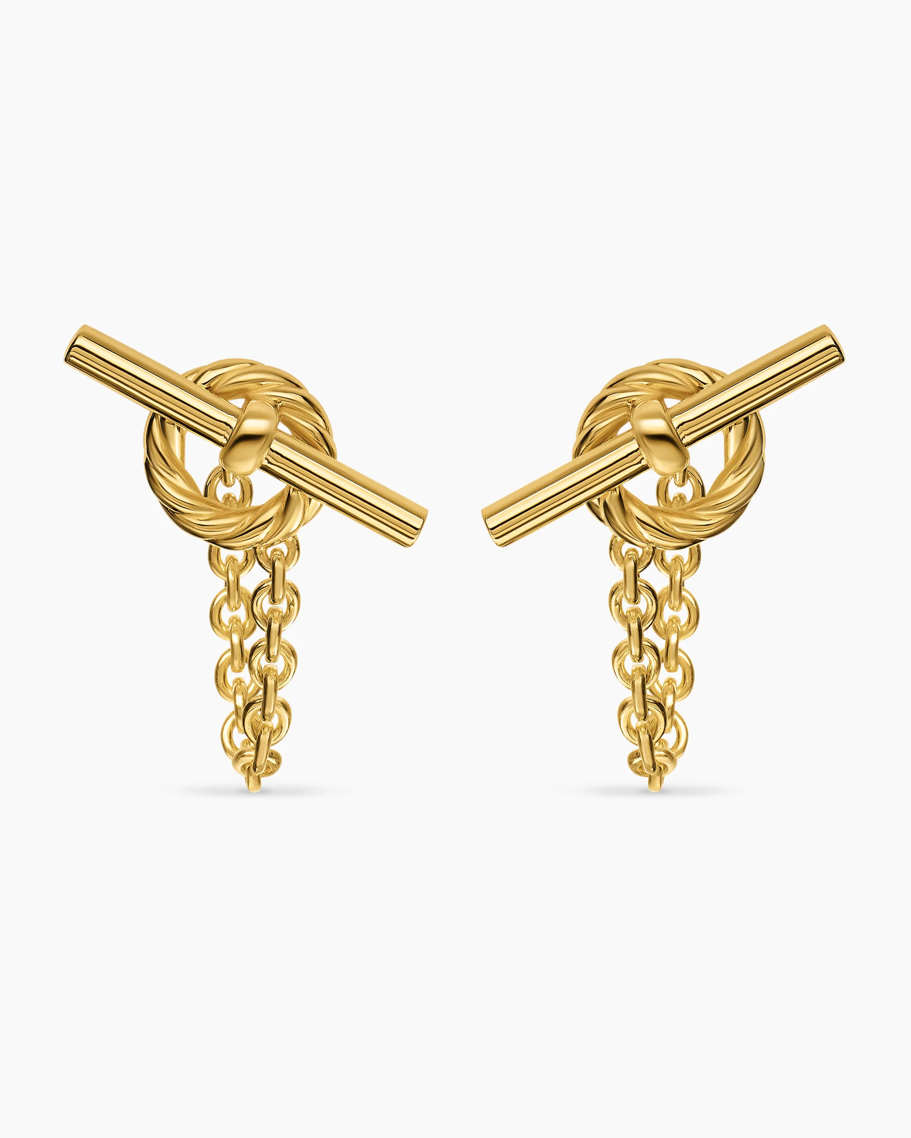 DY Mercer® Bold Toggle Chain Stud Earrings in Sterling Silver with 18K Yellow Gold, 50.4mm