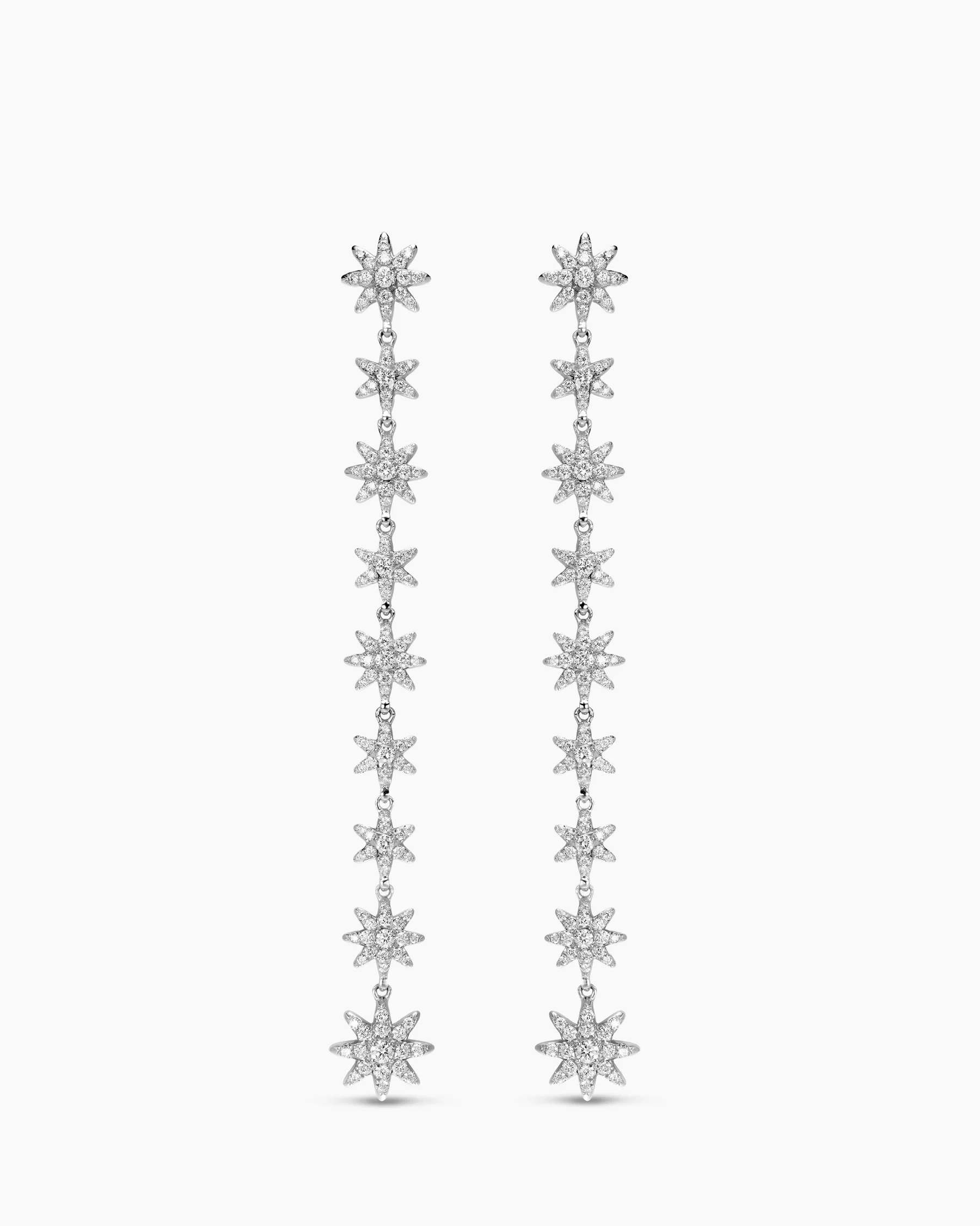 Starburst Drop Earrings in 18K White Gold with Diamonds, 70.9mm 1 Starburst Drop Earrings in 18K White Gold with Diamonds, 70.9mm