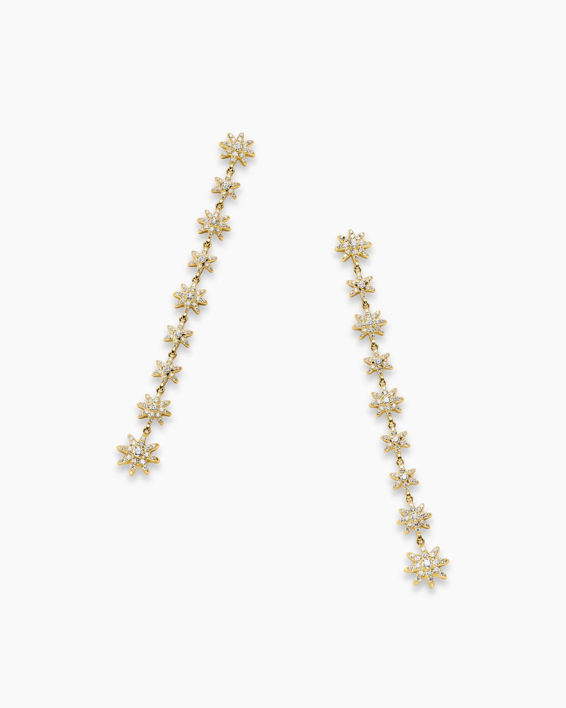 Starburst Drop Earrings in 18K White Gold with Diamonds, 70.9mm 10 Starburst Drop Earrings in 18K White Gold with Diamonds, 70.9mm