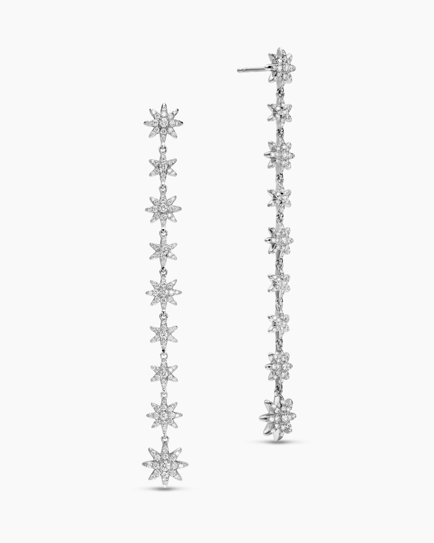 Starburst Drop Earrings in 18K White Gold with Diamonds, 70.9mm 3 Starburst Drop Earrings in 18K White Gold with Diamonds, 70.9mm