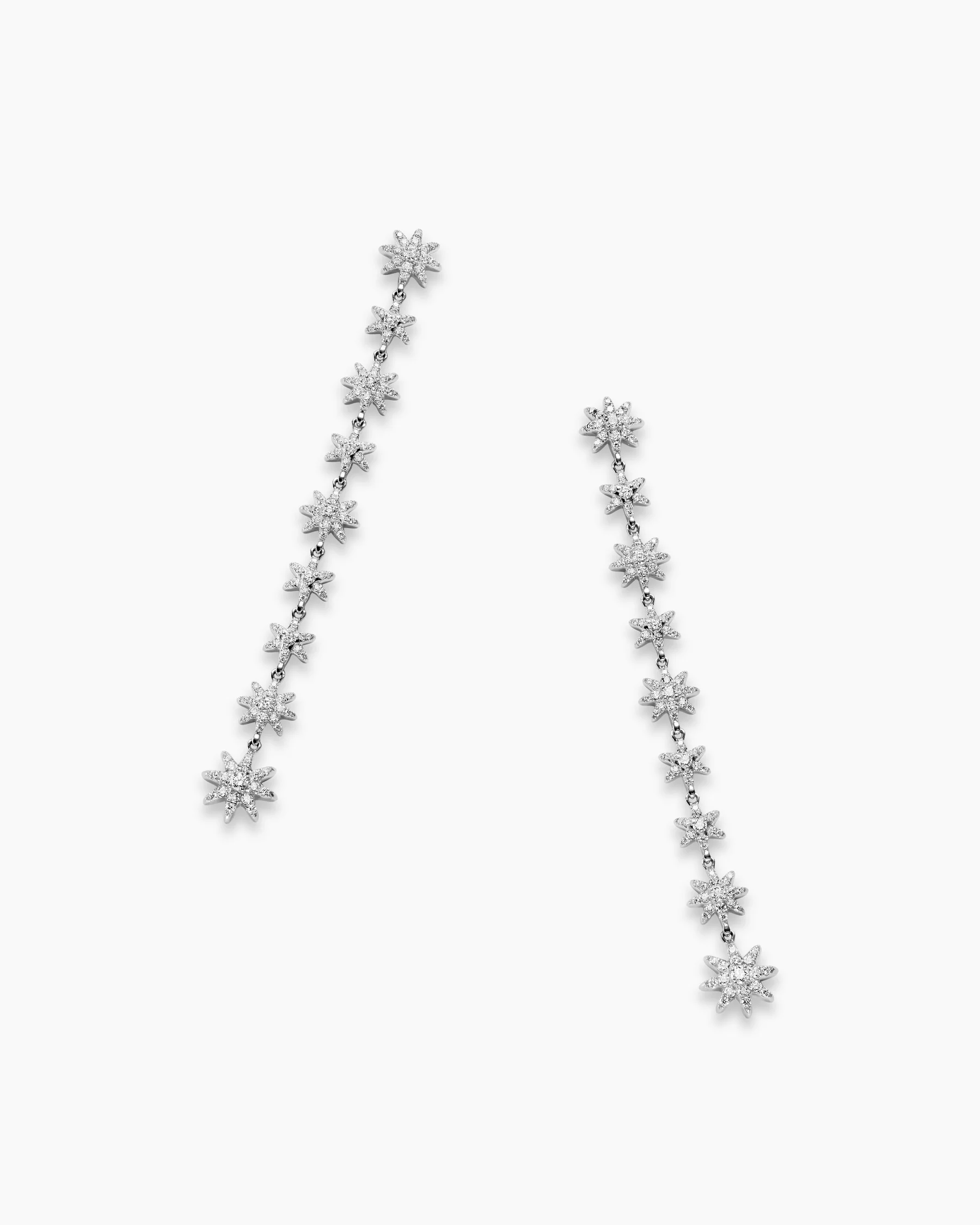Starburst Drop Earrings in 18K White Gold with Diamonds, 70.9mm 5 Starburst Drop Earrings in 18K White Gold with Diamonds, 70.9mm
