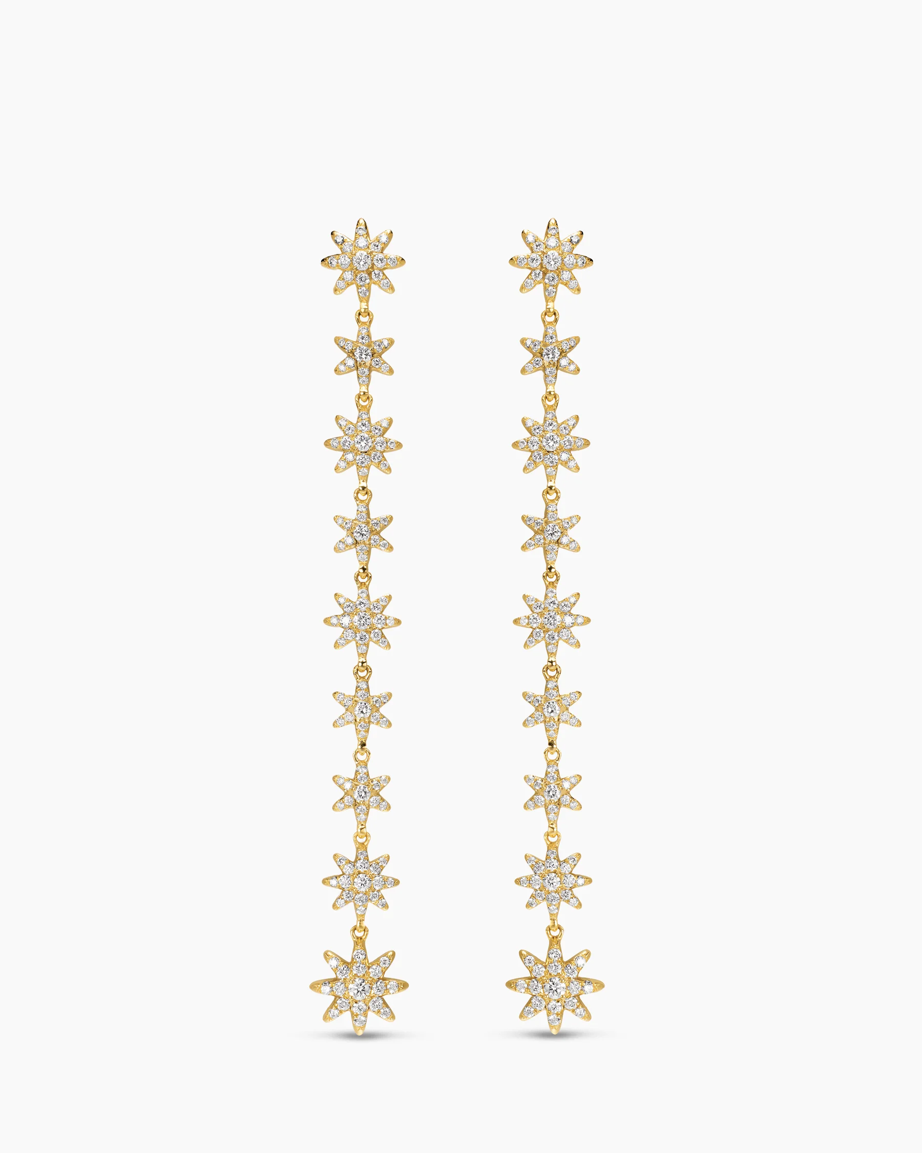 Starburst Drop Earrings in 18K White Gold with Diamonds, 70.9mm 6 Starburst Drop Earrings in 18K White Gold with Diamonds, 70.9mm