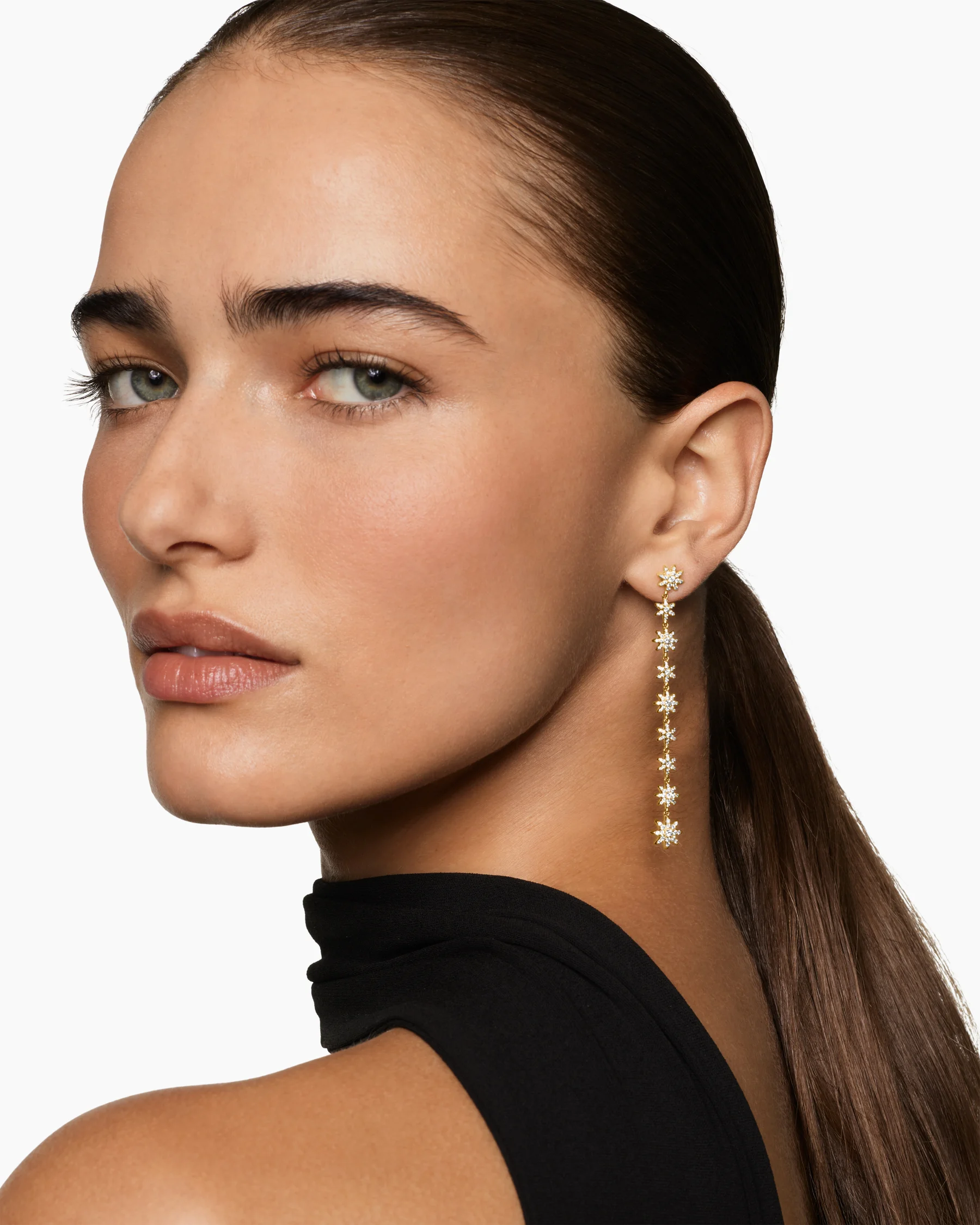 Starburst Drop Earrings in 18K White Gold with Diamonds, 70.9mm 7 Starburst Drop Earrings in 18K White Gold with Diamonds, 70.9mm