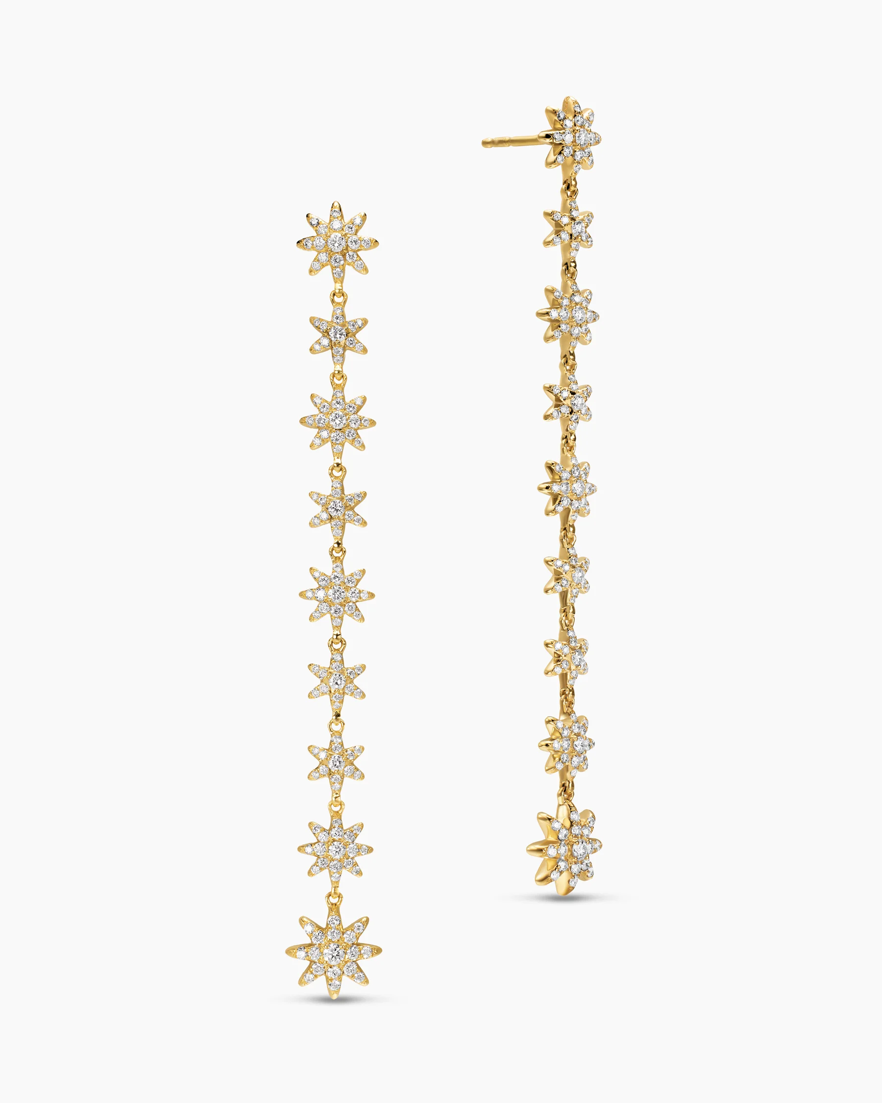 Starburst Drop Earrings in 18K White Gold with Diamonds, 70.9mm 8 Starburst Drop Earrings in 18K White Gold with Diamonds, 70.9mm