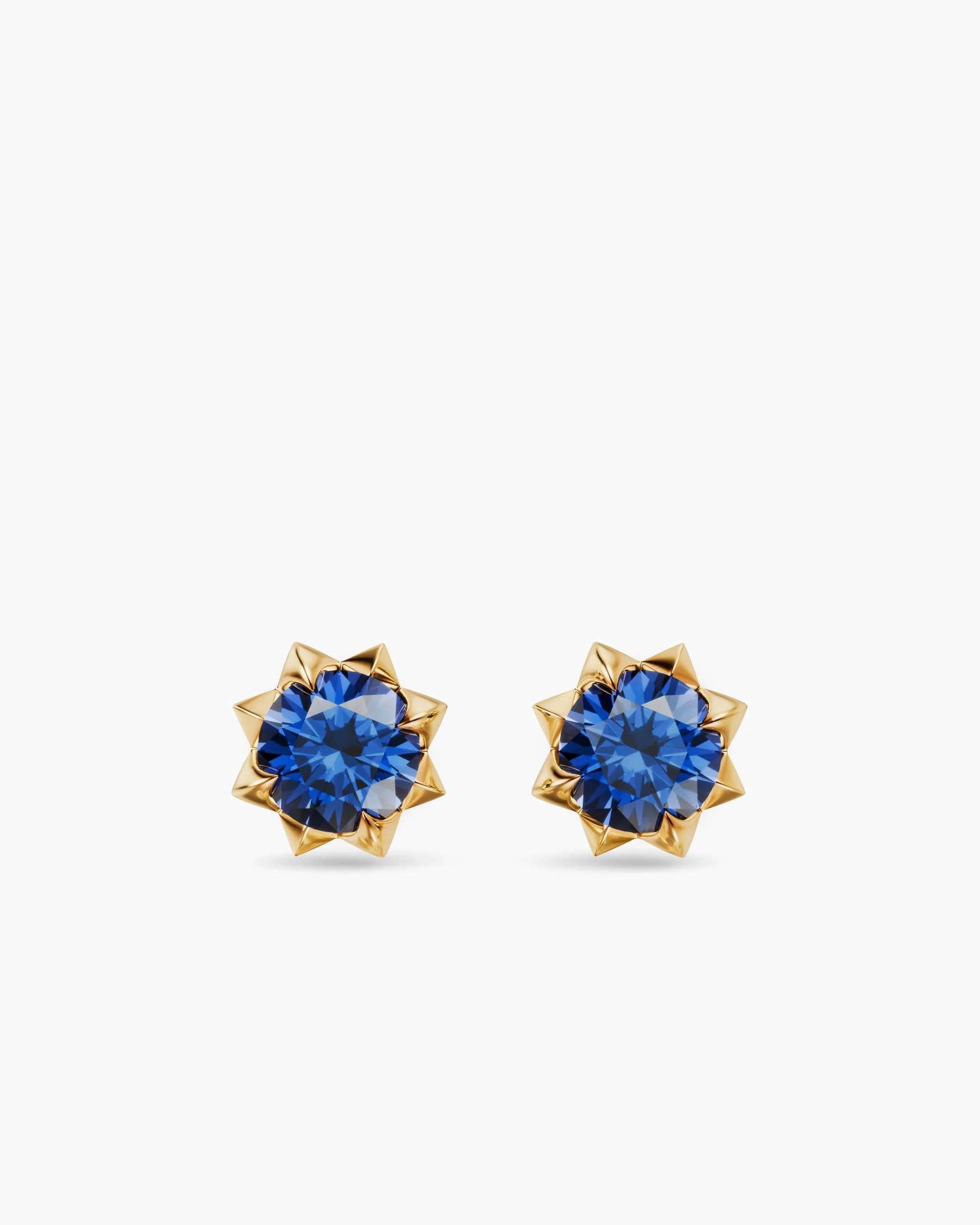 Petite Pavé Stud Earrings in 18K Yellow Gold with Blue Sapphires, 5mm