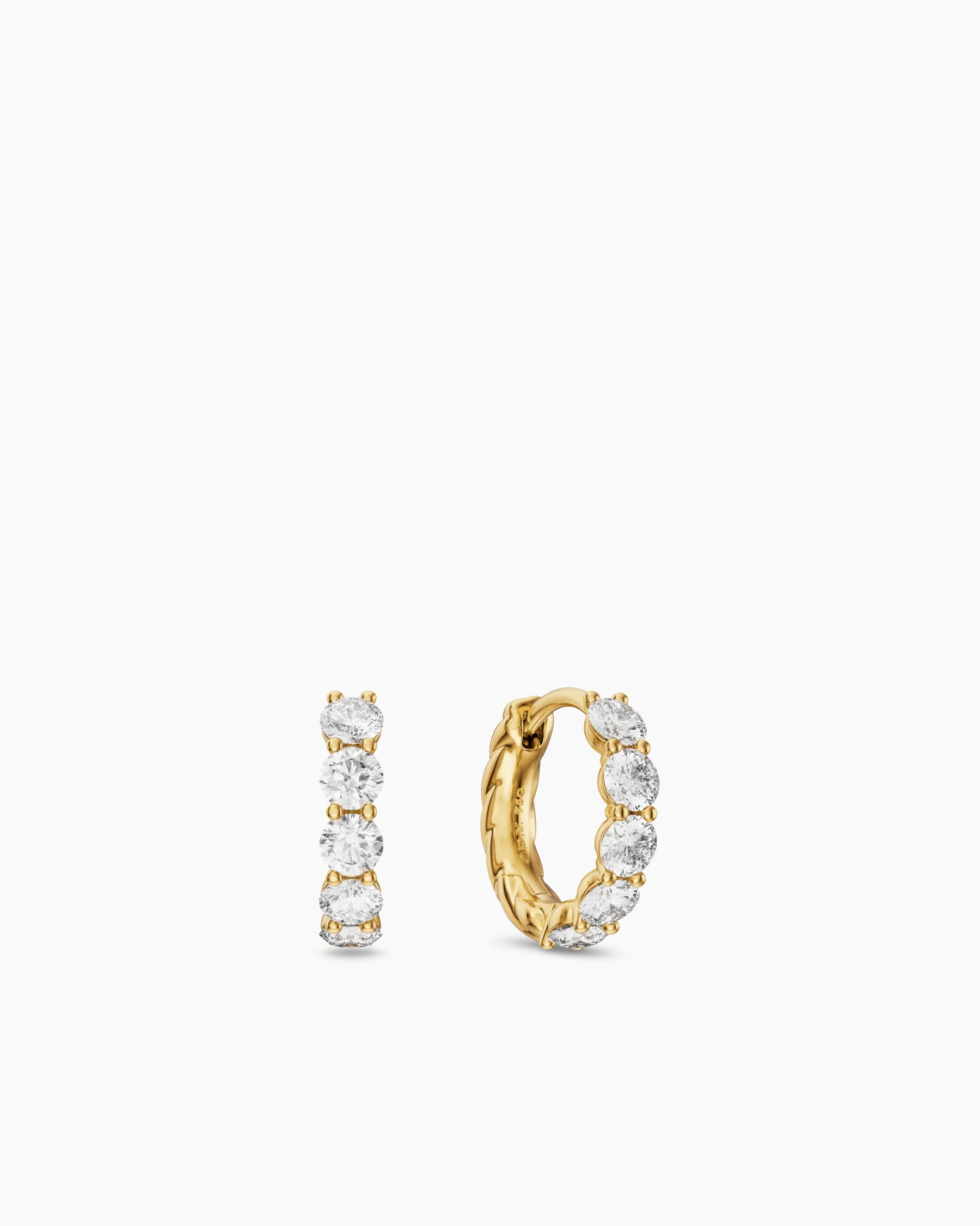 Petite Pavé Hoop Earrings in 18K Yellow Gold with Diamonds, 11.6mm