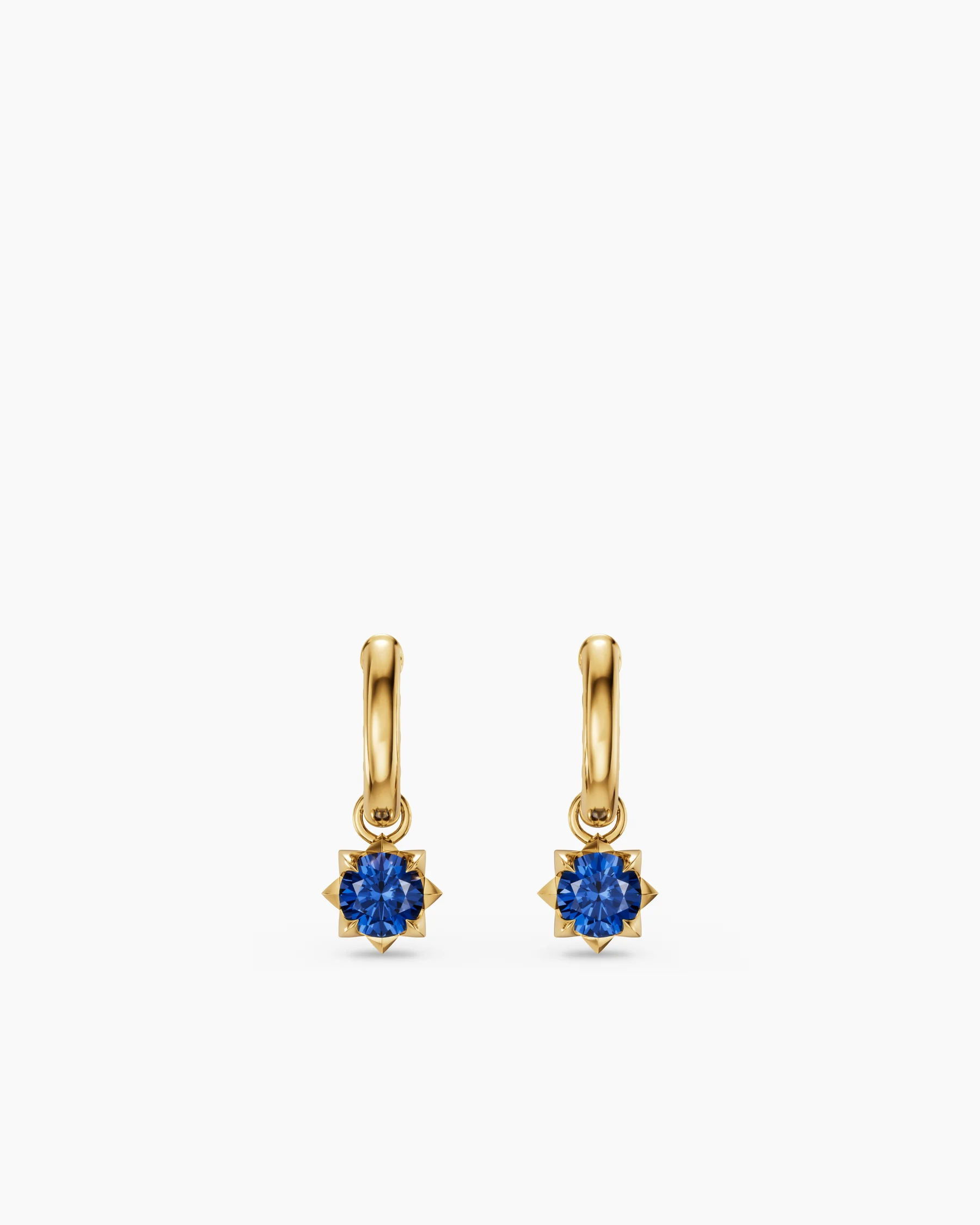 Petite Pavé Stone Drop Earrings in 18K Yellow Gold with Blue Sapphires, 4.5mm
