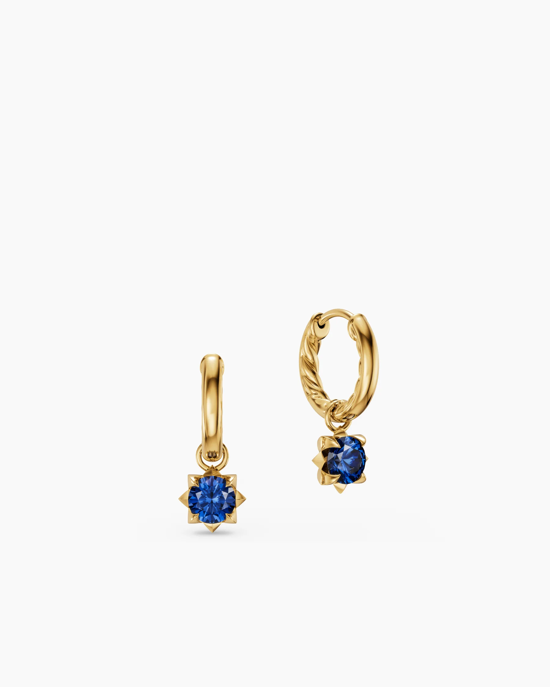 Petite Pavé Stone Drop Earrings in 18K Yellow Gold with Blue Sapphires, 4.5mm 3 Petite Pavé Stone Drop Earrings in 18K Yellow Gold with Blue Sapphires, 4.5mm