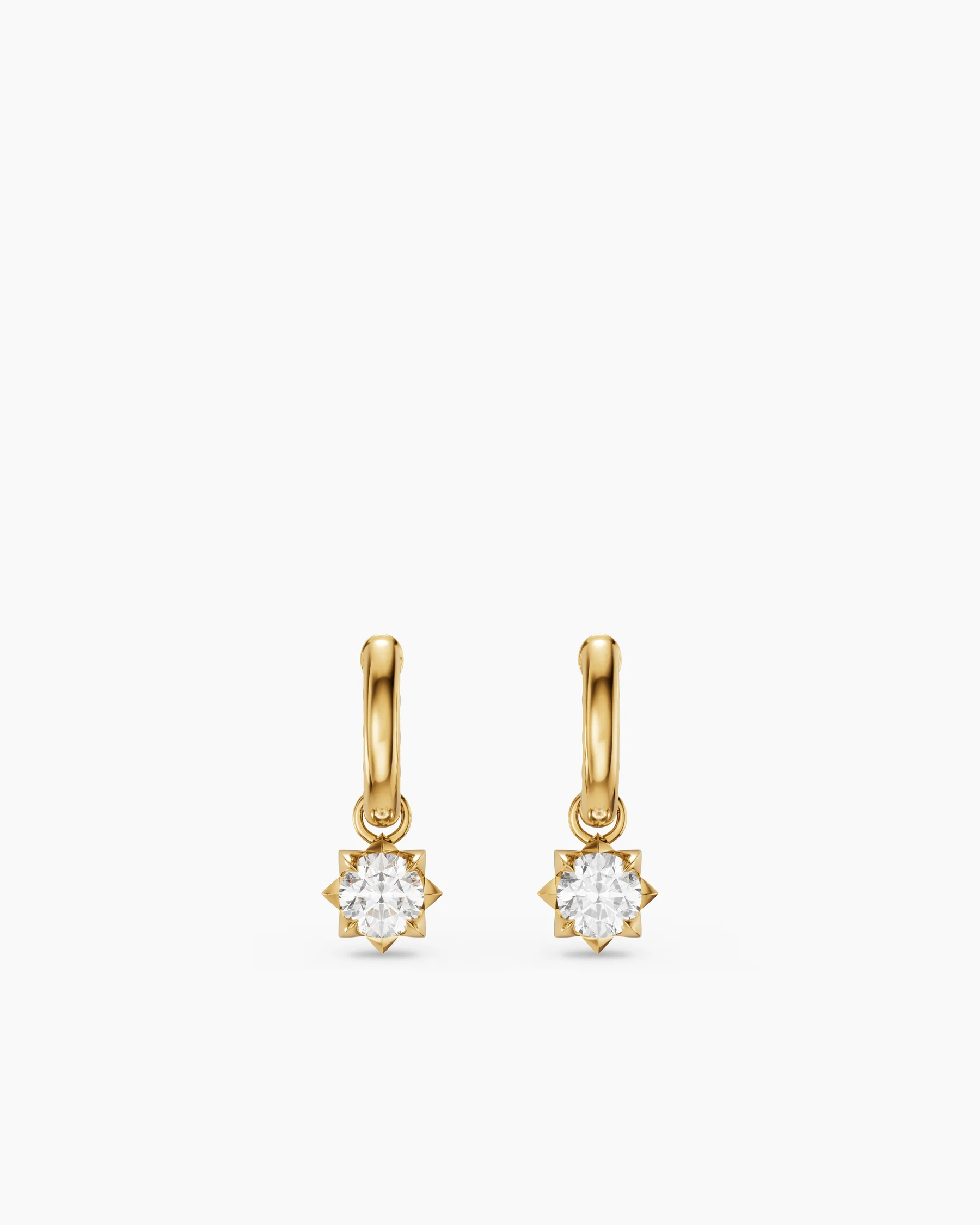 Petite Pavé Stone Drop Earrings in 18K Yellow Gold with Diamonds, 4.5mm 11 Petite Pavé Stone Drop Earrings in 18K Yellow Gold with Diamonds, 4.5mm