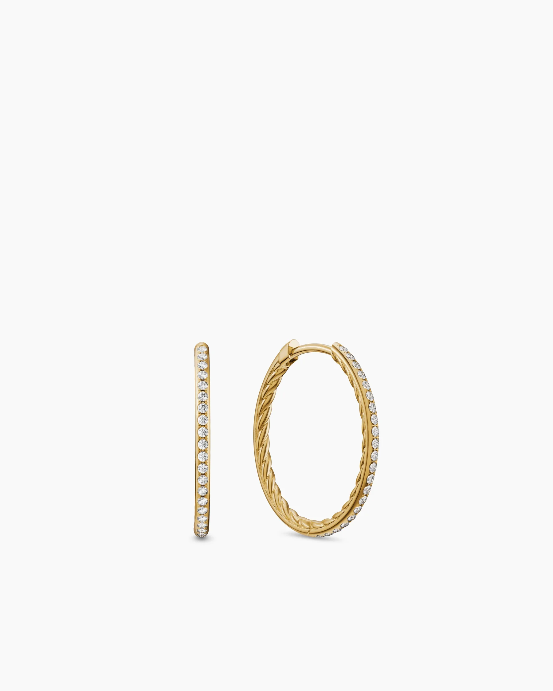 Petite Pavé Hoop Earrings in 18K Yellow Gold with Diamonds, 19.3mm 1 Petite Pavé Hoop Earrings in 18K Yellow Gold with Diamonds, 19.3mm