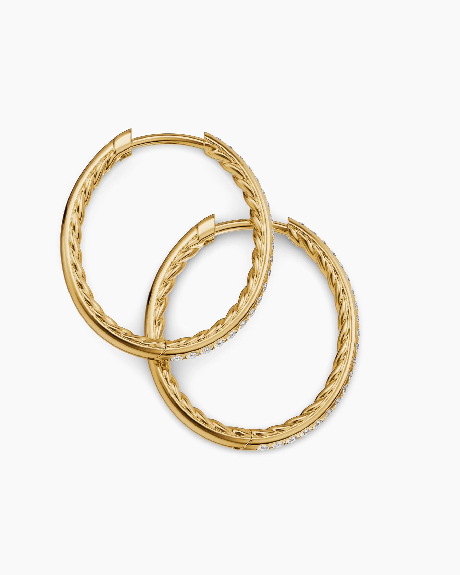 Petite Pavé Hoop Earrings in 18K Yellow Gold with Diamonds, 19.3mm 4 Petite Pavé Hoop Earrings in 18K Yellow Gold with Diamonds, 19.3mm