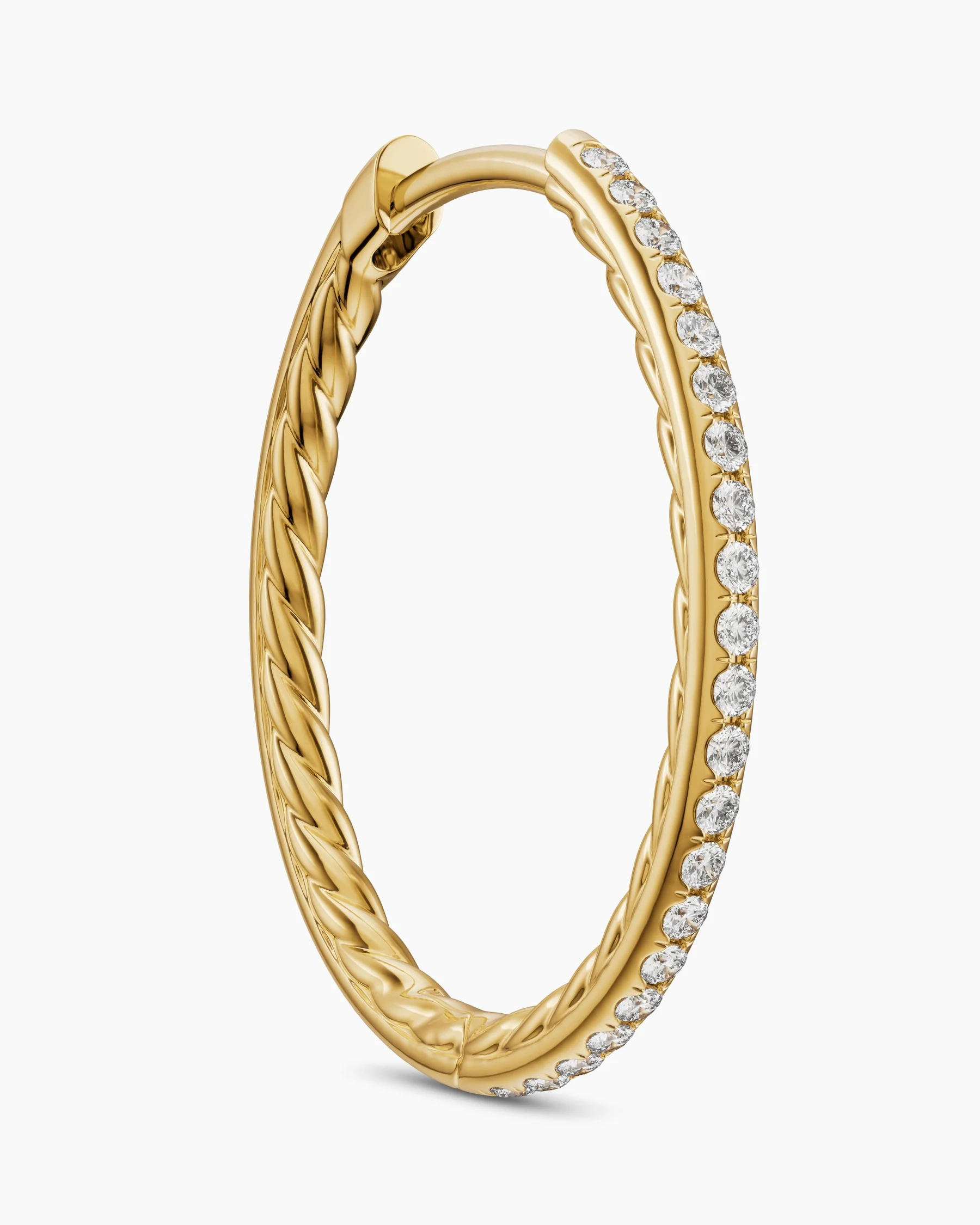 Petite Pavé Hoop Earrings in 18K Yellow Gold with Diamonds, 19.3mm 5 Petite Pavé Hoop Earrings in 18K Yellow Gold with Diamonds, 19.3mm