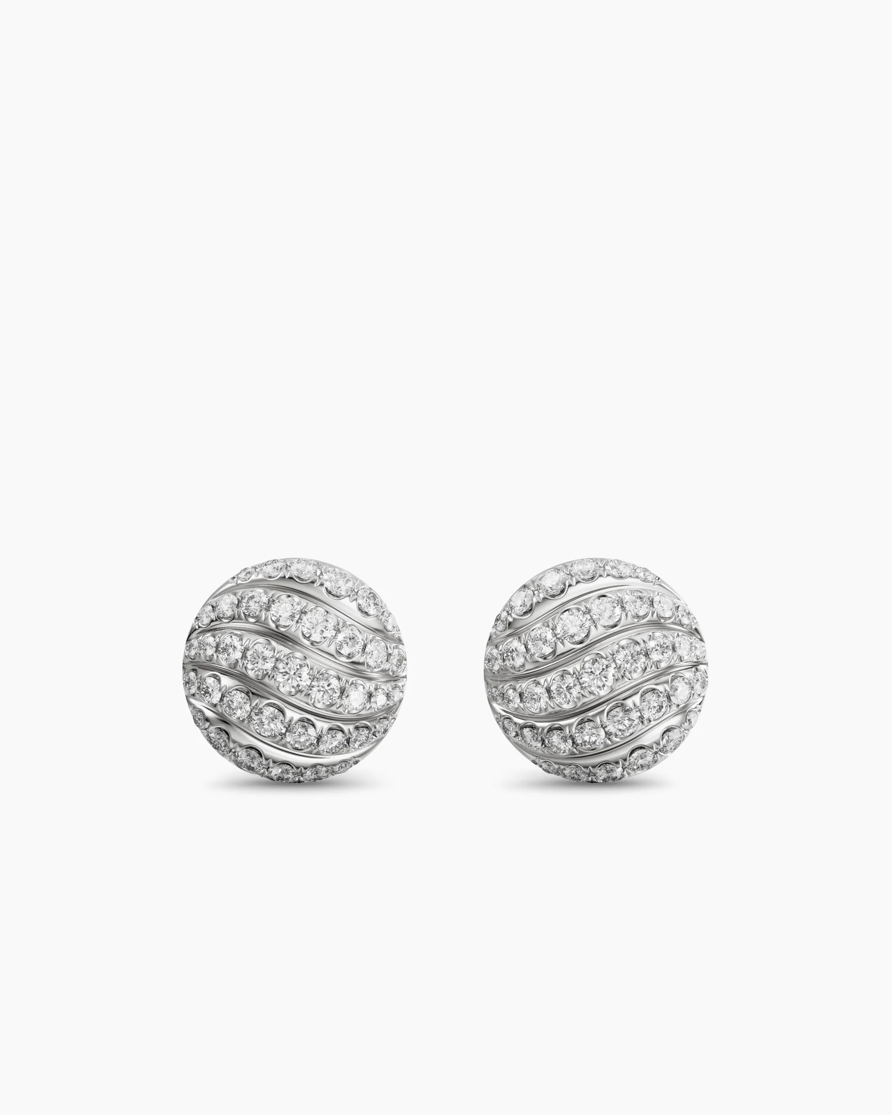Sculpted Cable Stud Earrings in 18K Yellow Gold with Diamonds, 9mm 17 Sculpted Cable Stud Earrings in 18K Yellow Gold with Diamonds, 9mm