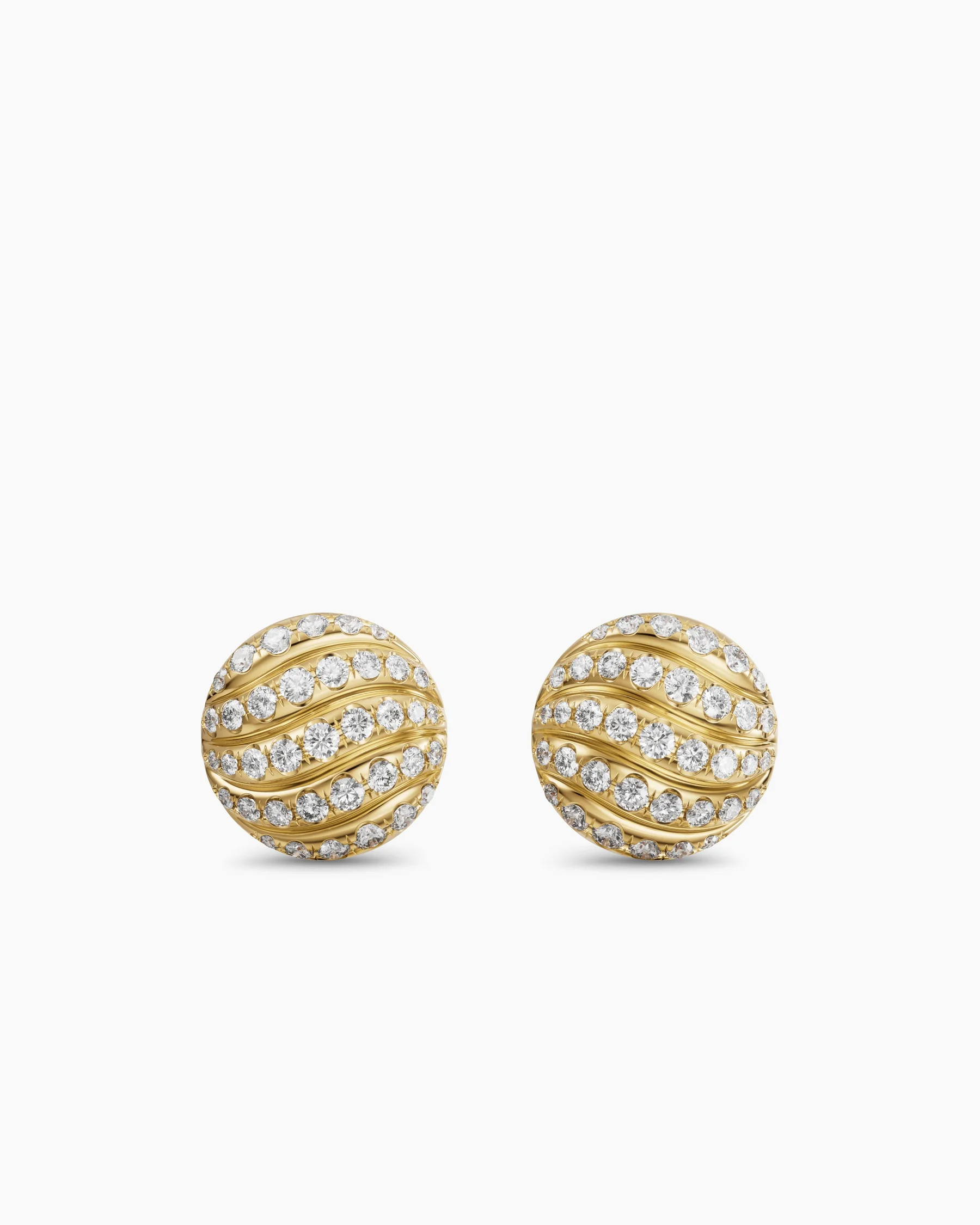 Sculpted Cable Stud Earrings in Sterling Silver with Diamonds, 9mm 5 Sculpted Cable Stud Earrings in Sterling Silver with Diamonds, 9mm