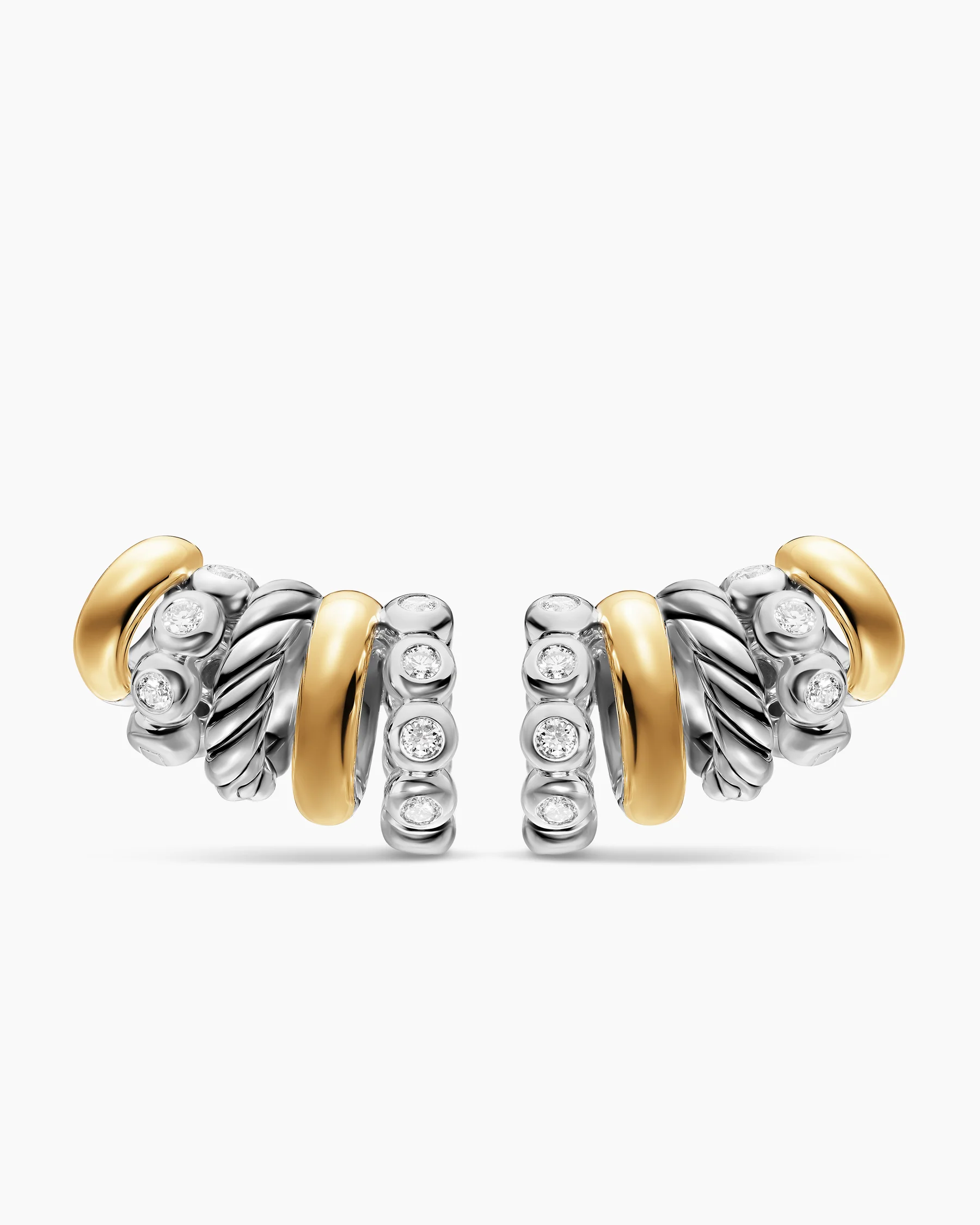 DY Mercer® Multi Hoop Climber Earrings in Sterling Silver with 18K Yellow Gold and Diamonds, 20.6mm 16 DY Mercer® Multi Hoop Climber Earrings in Sterling Silver with 18K Yellow Gold and Diamonds, 20.6mm