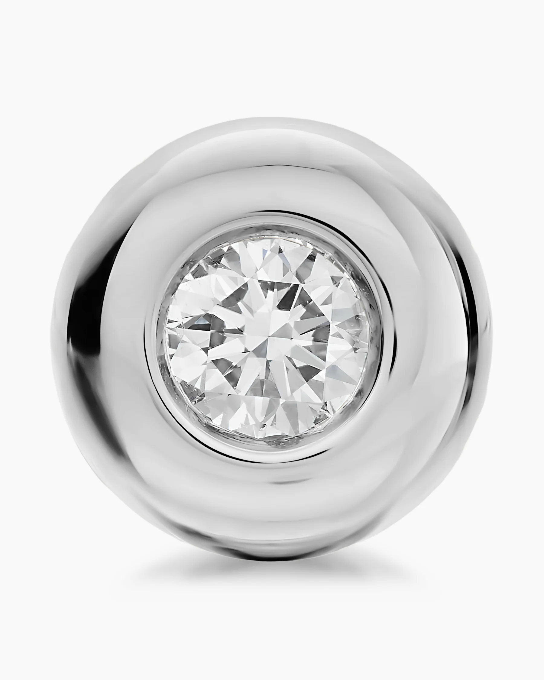 Bezel Set Stud Earrings in Sterling Silver with Diamonds, 6.4mm 4 Bezel Set Stud Earrings in Sterling Silver with Diamonds, 6.4mm