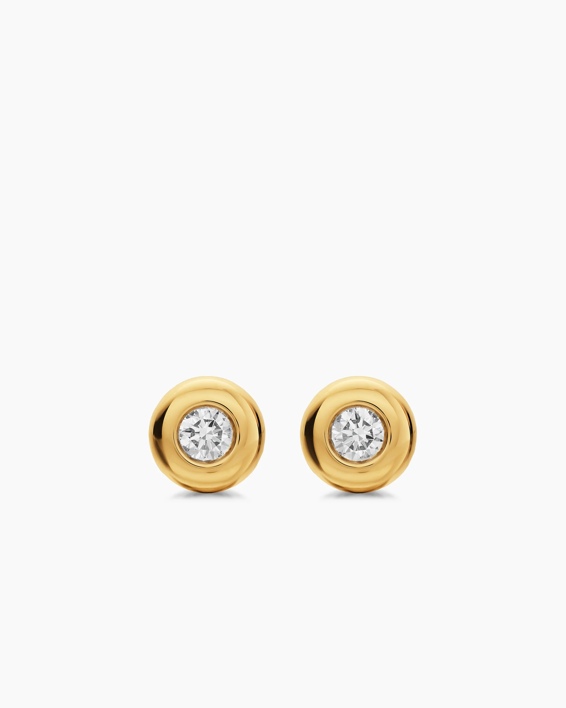 Bezel Set Stud Earrings in Sterling Silver with Diamonds, 6.4mm 5 Bezel Set Stud Earrings in Sterling Silver with Diamonds, 6.4mm