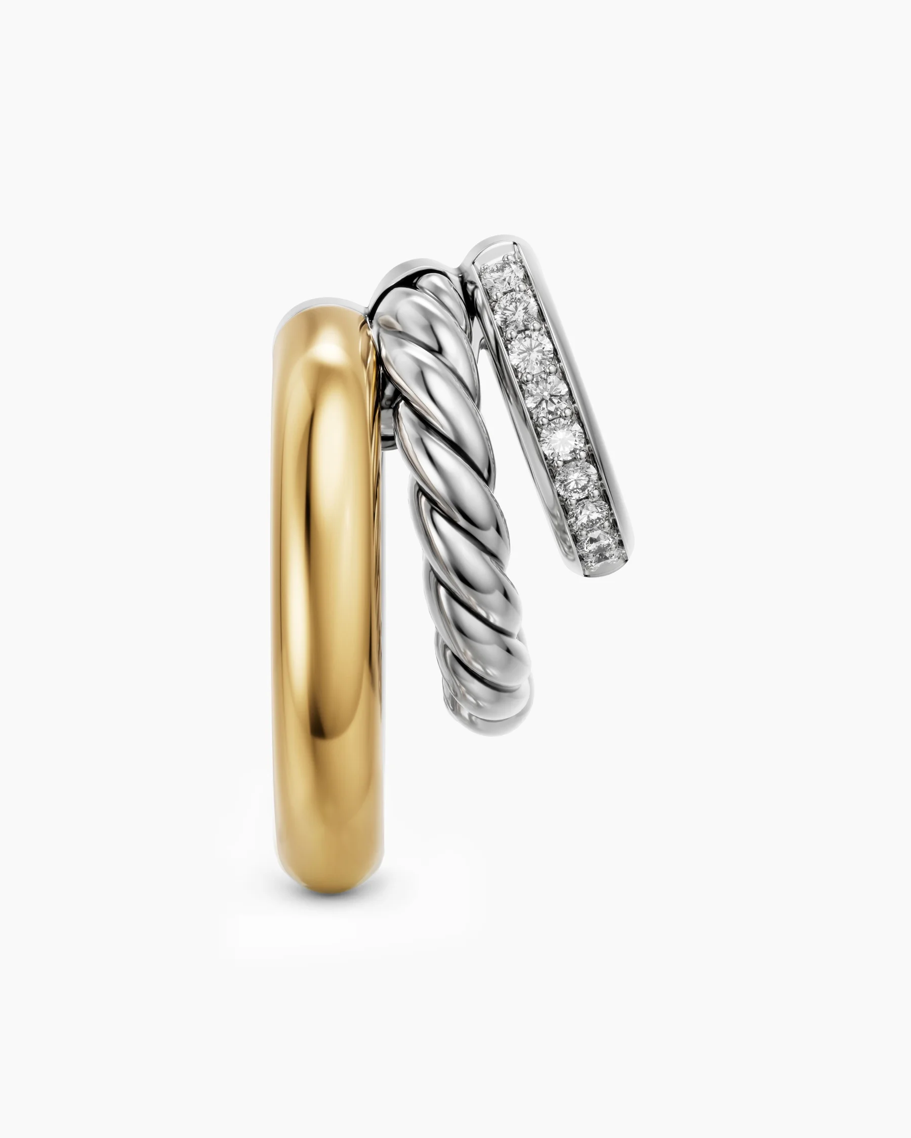 DY Mercer® Multi Row Earrings in Sterling Silver with Diamonds, 18mm 3 DY Mercer® Multi Row Earrings in Sterling Silver with Diamonds, 18mm