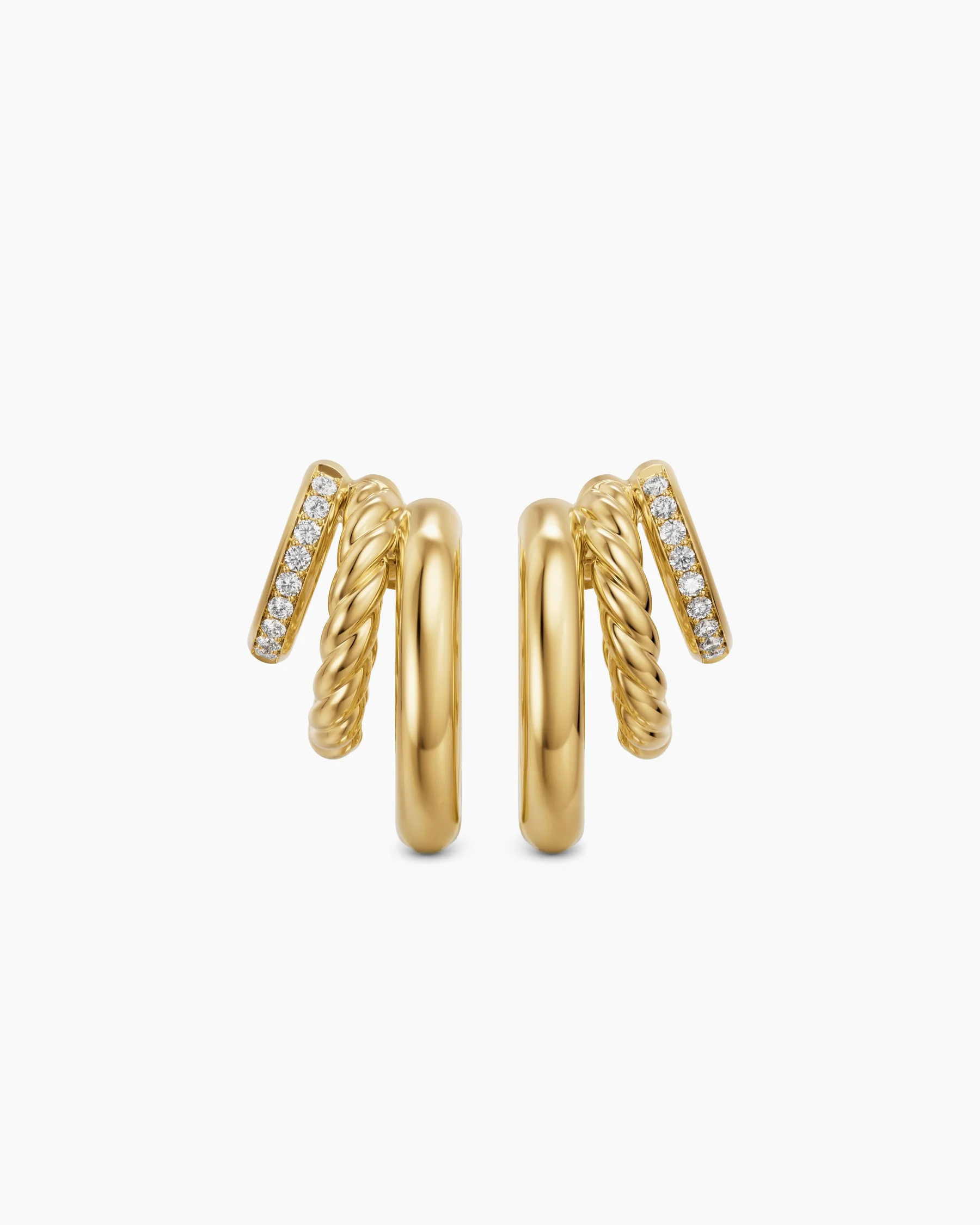 DY Mercer® Multi Row Earrings in Sterling Silver with Diamonds, 18mm 7 DY Mercer® Multi Row Earrings in Sterling Silver with Diamonds, 18mm