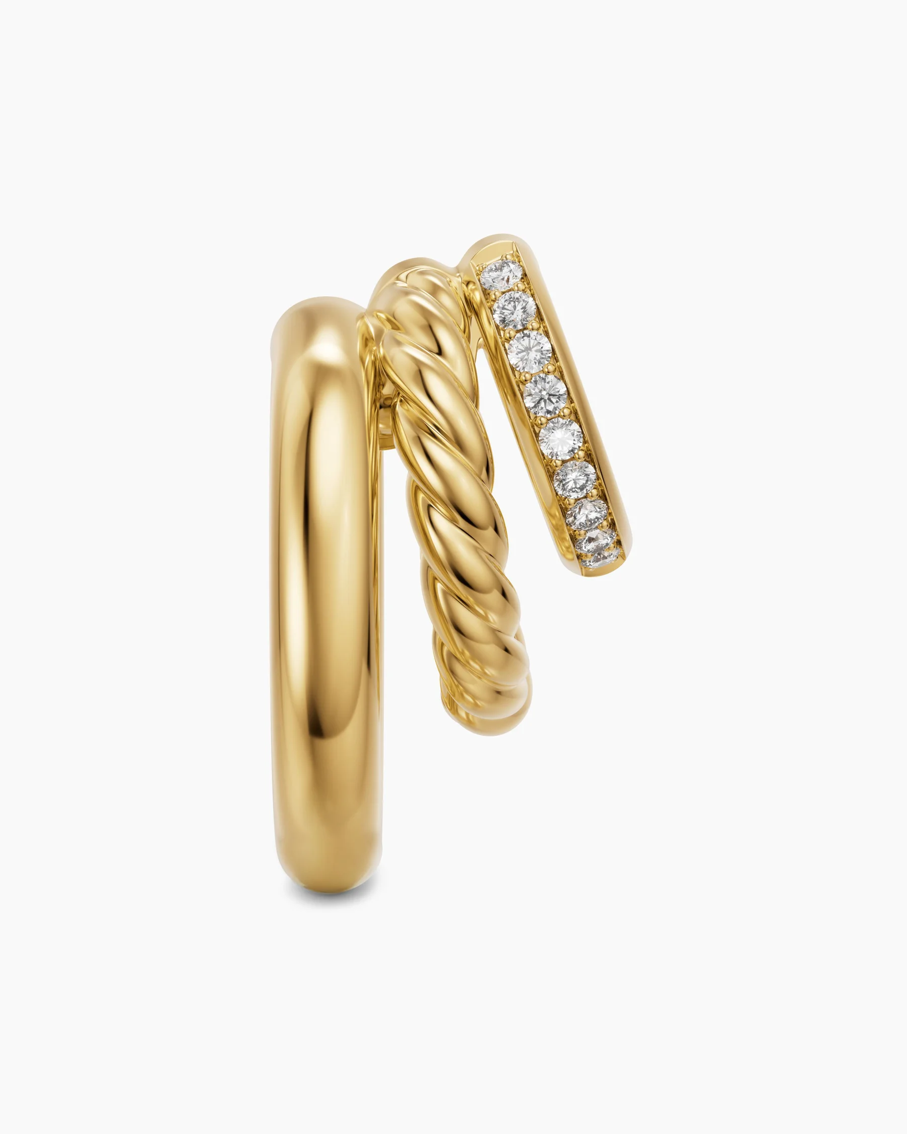 DY Mercer® Multi Row Earrings in Sterling Silver with Diamonds, 18mm 9 DY Mercer® Multi Row Earrings in Sterling Silver with Diamonds, 18mm
