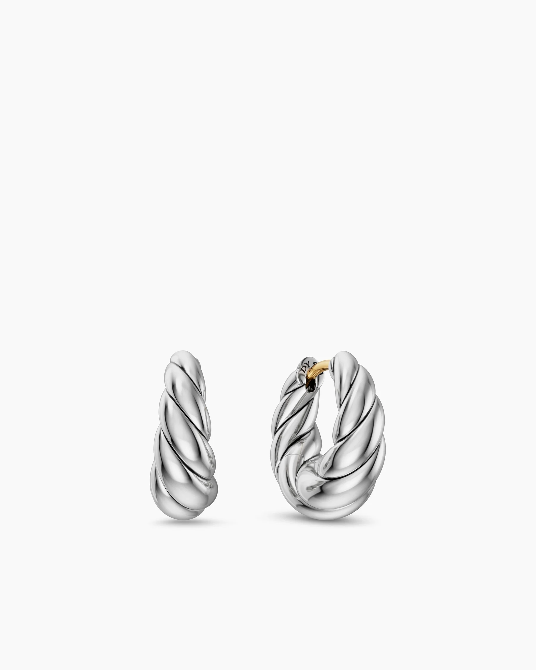 Sculpted Cable Tapered Hoop Earrings in 18K Yellow Gold, 15.7mm